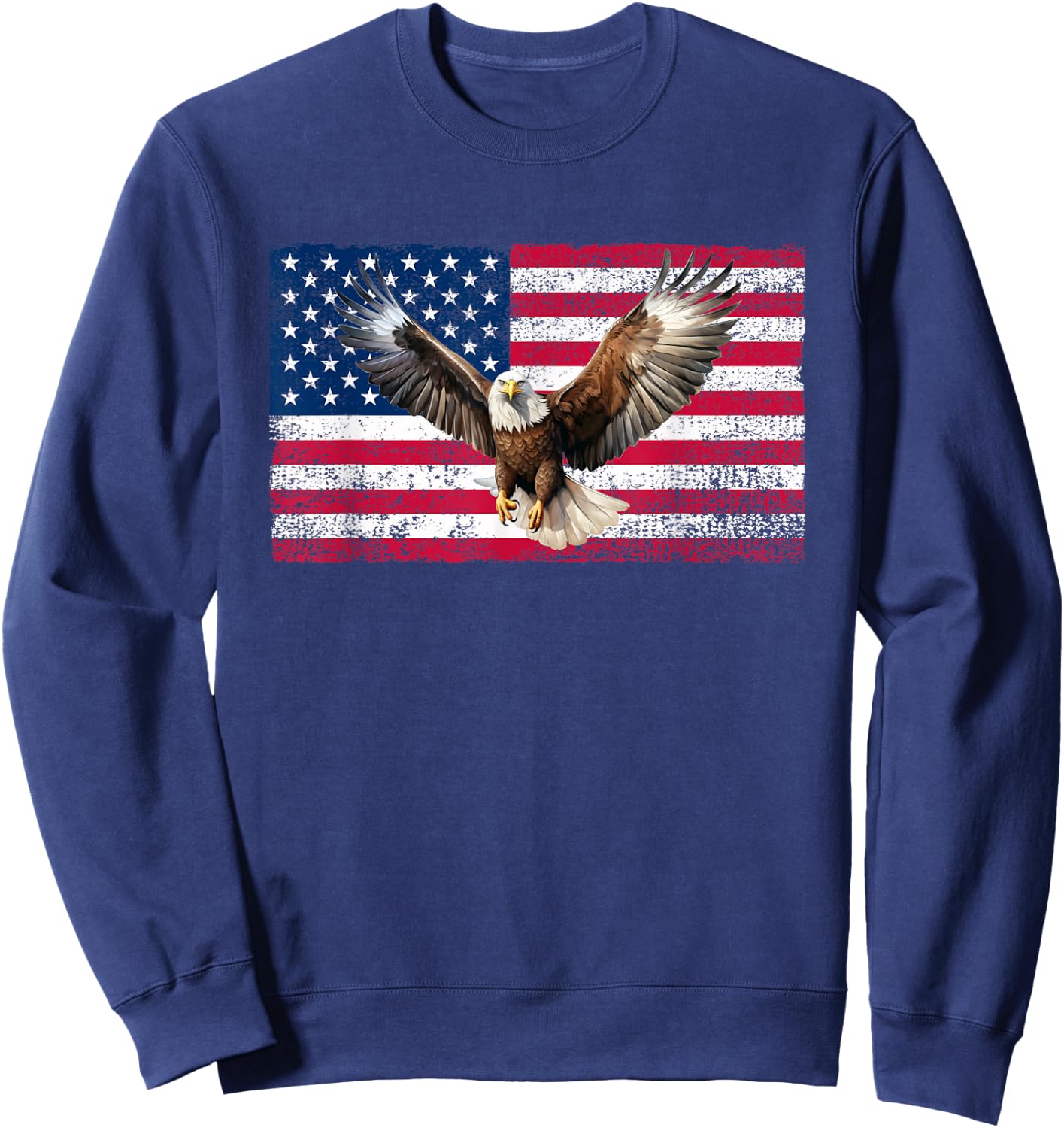 Patriotic Eagle 4th Of July USA American Flag Sweatshirt - Sweatshirt | Navy