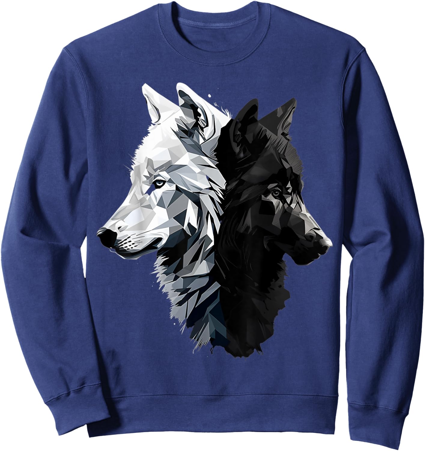 Dangerous And Beautifull Two Wolves Black And White Sweatshirt - Sweatshirt | Navy