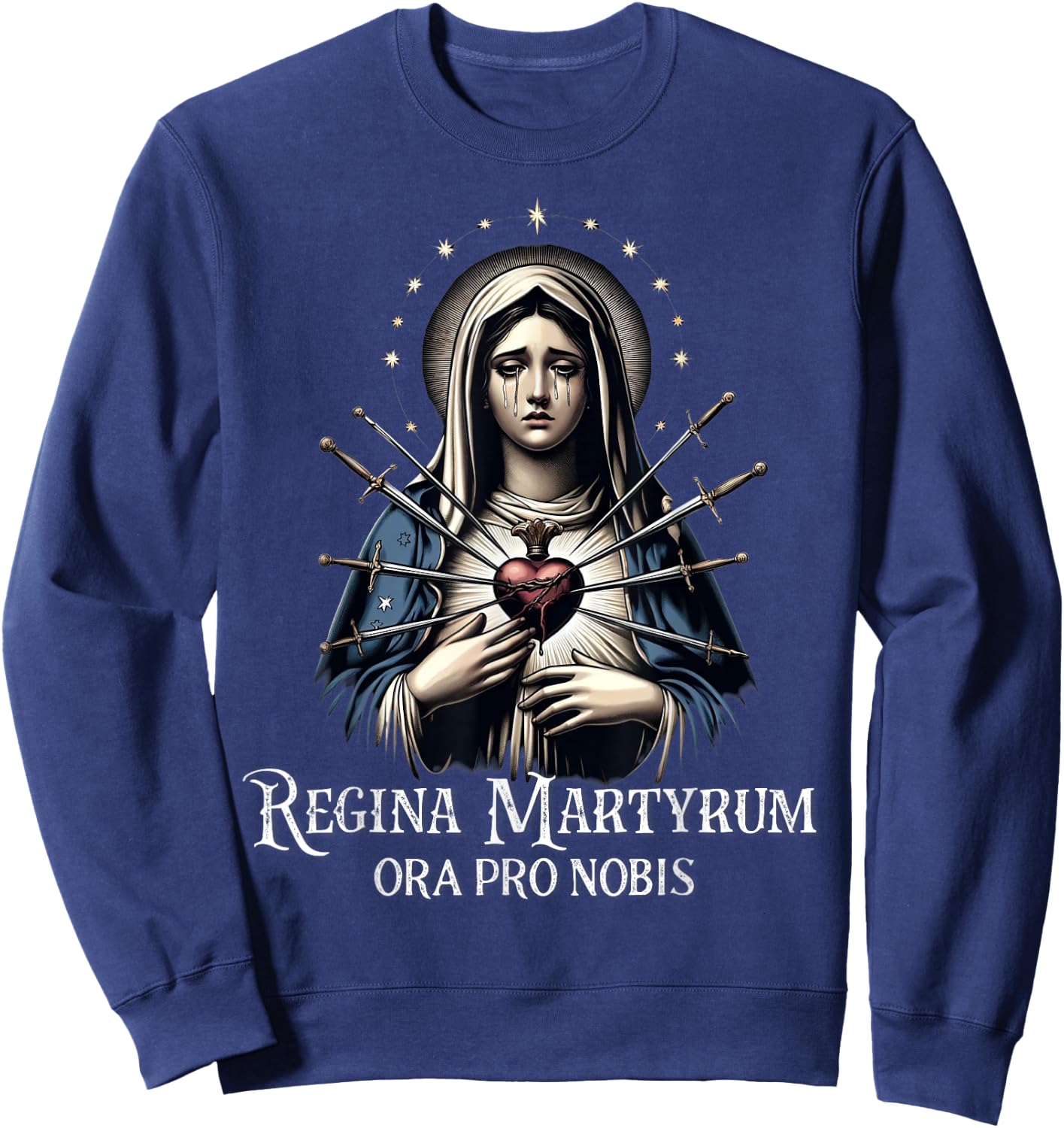 Mater Dolorosa Our Lady of Sorrows Virgin Mary Catholic Sweatshirt - Sweatshirt | Navy