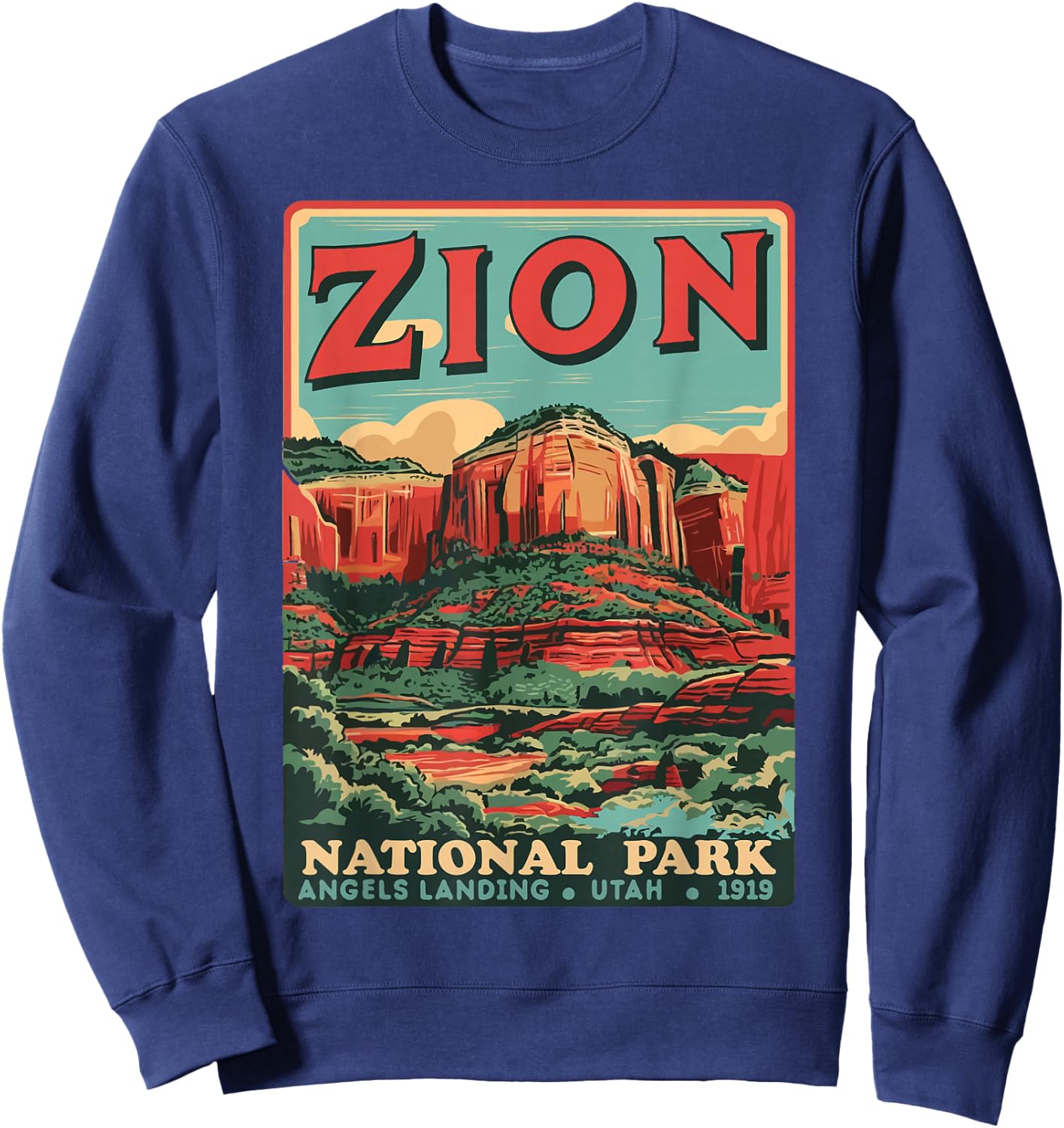 Zion National Park Utah Angels Landing Vintage hiking Trail Sweatshirt - Sweatshirt | Navy