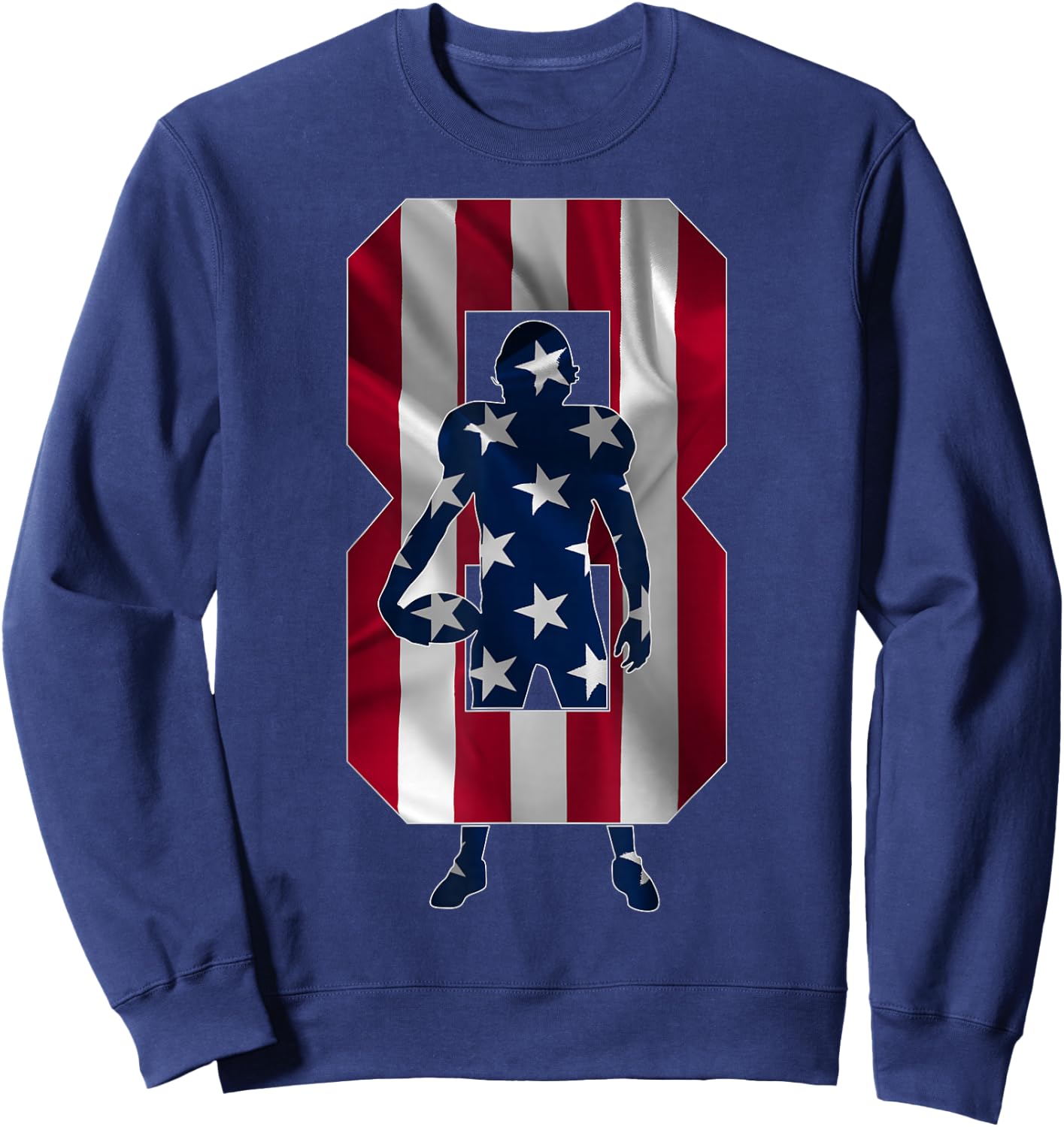 Number 8 Years Football 8th Birthday Sweatshirt - Sweatshirt | Navy