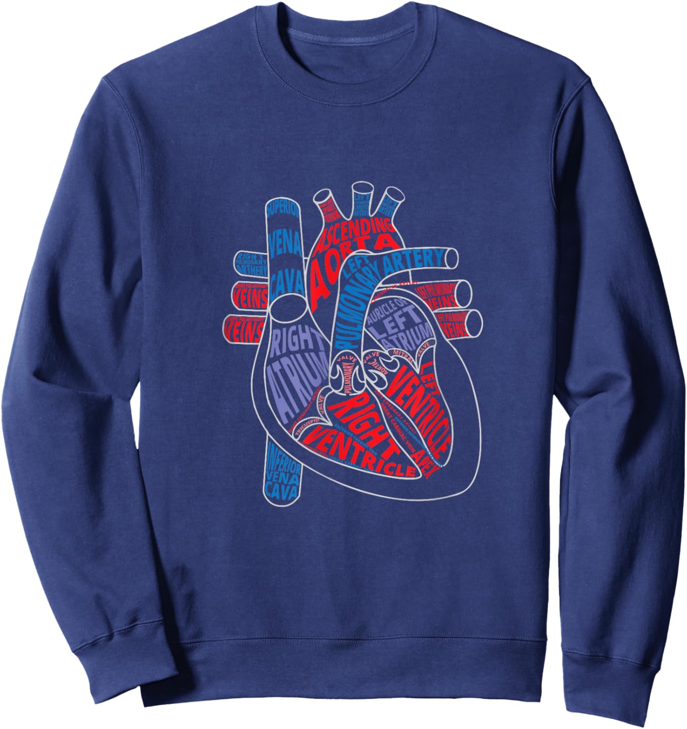 Parts of Heart Anatomical Heart Gift Cardiologist Sweatshirt - Sweatshirt | Navy