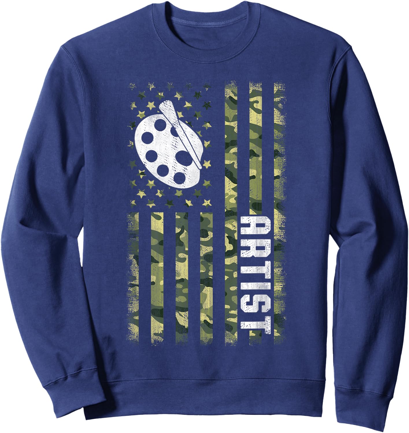 Camo American Flag USA Camouflage Patriotic Artist Sweatshirt - Sweatshirt | Navy