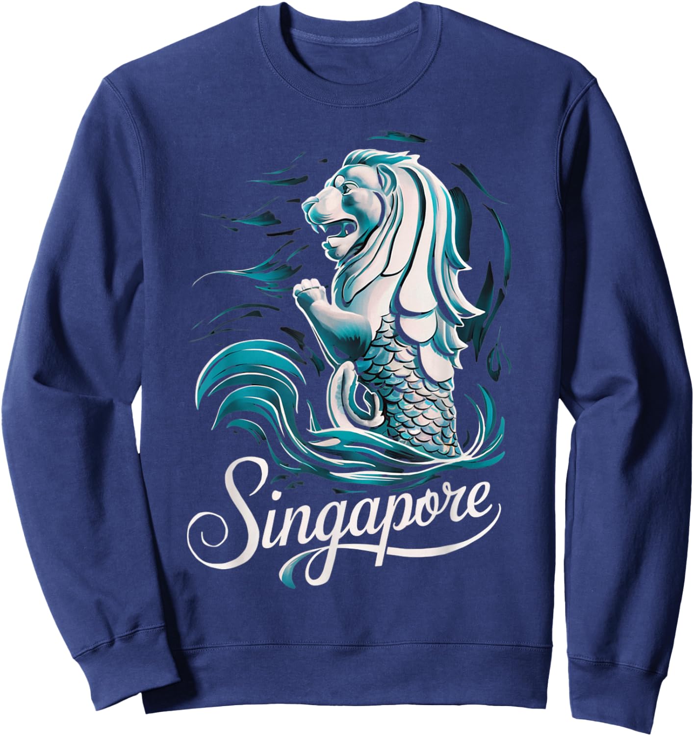 Beautiful Singapore Asia Travel Souvenir Merlion Lion Sweatshirt - Sweatshirt | Navy