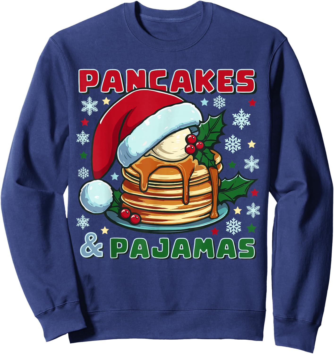 Pancakes and Pajamas Fluffy Buttermilk Cake Santa Christmas Sweatshirt - Sweatshirt | Navy