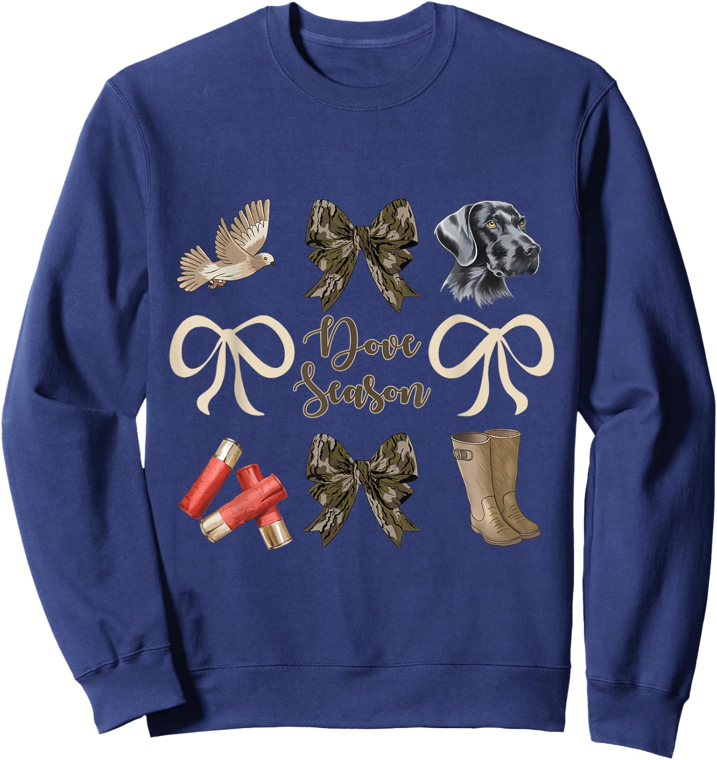 Camo Bow Coquette Dove Season Hunting Dove Hunter Hunt Girl Sweatshirt - Sweatshirt | Navy