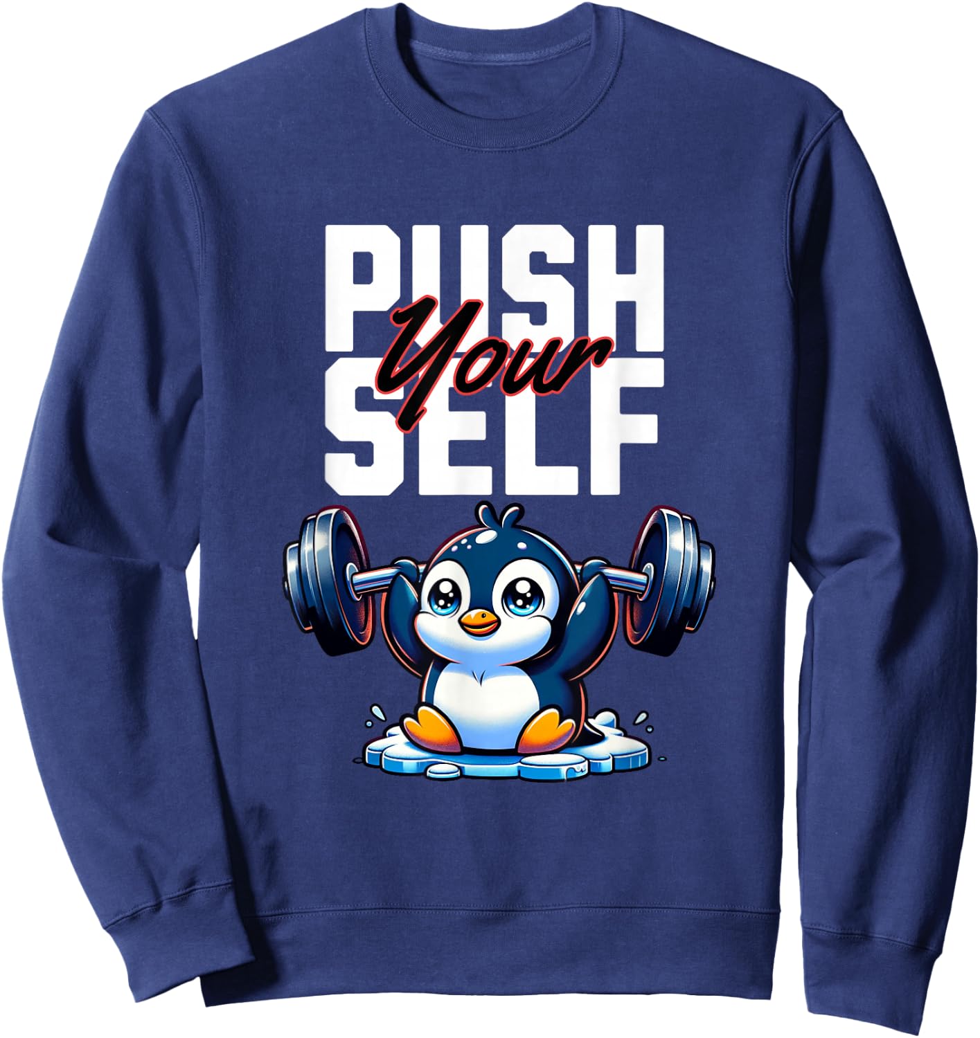 Funny Penguin Fitness Zoo Weightlifting- Penguin Lovers Sweatshirt - Sweatshirt | Navy