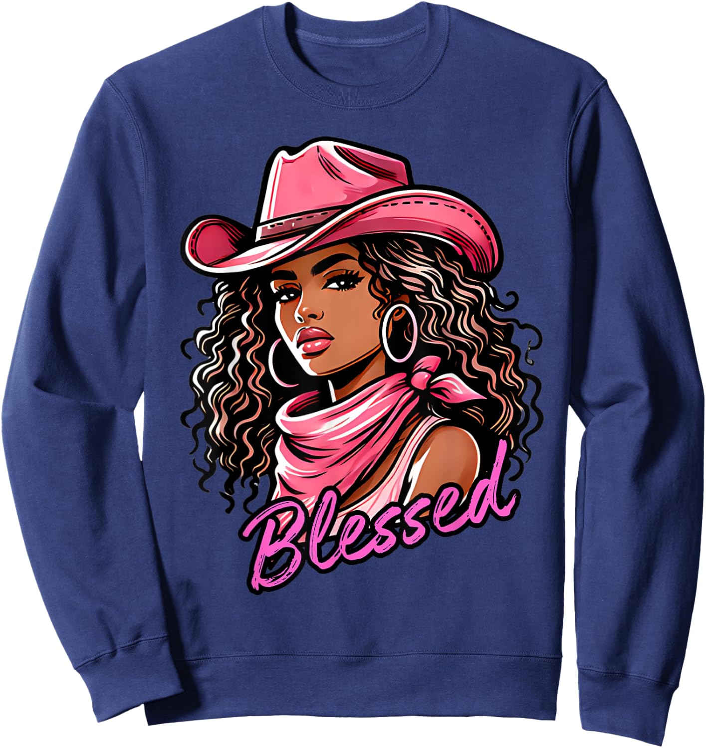 Blessed Black Cowgirl Western Swag African Christian Woman Sweatshirt - Sweatshirt | Navy