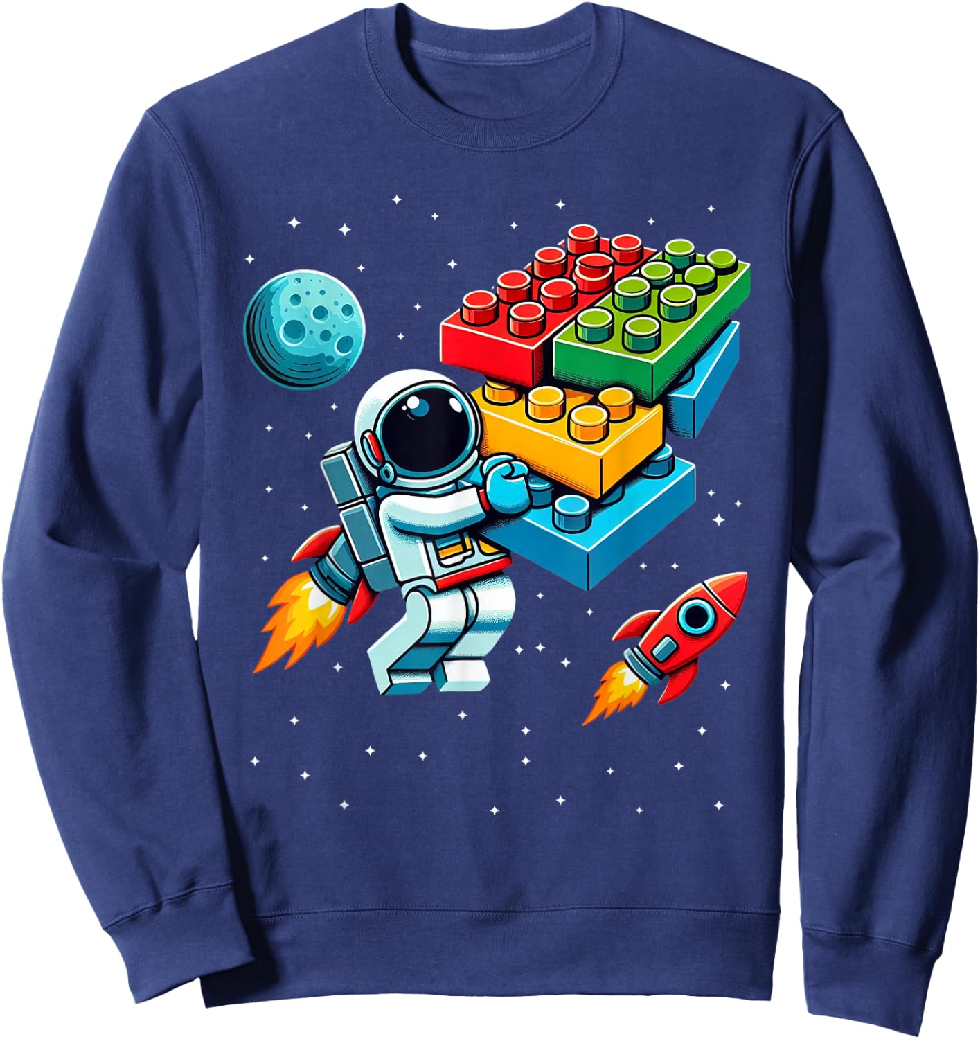 Master Builder Space Astronaut Building Blocks Bricks Boys Sweatshirt - Sweatshirt | Navy