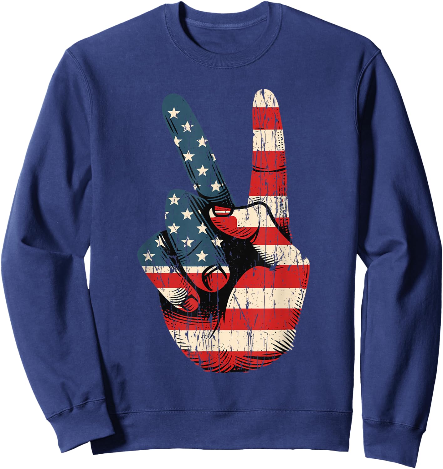 Retro Peace Sign Vintage 60's 70's Hippie Sweatshirt - Sweatshirt | Navy