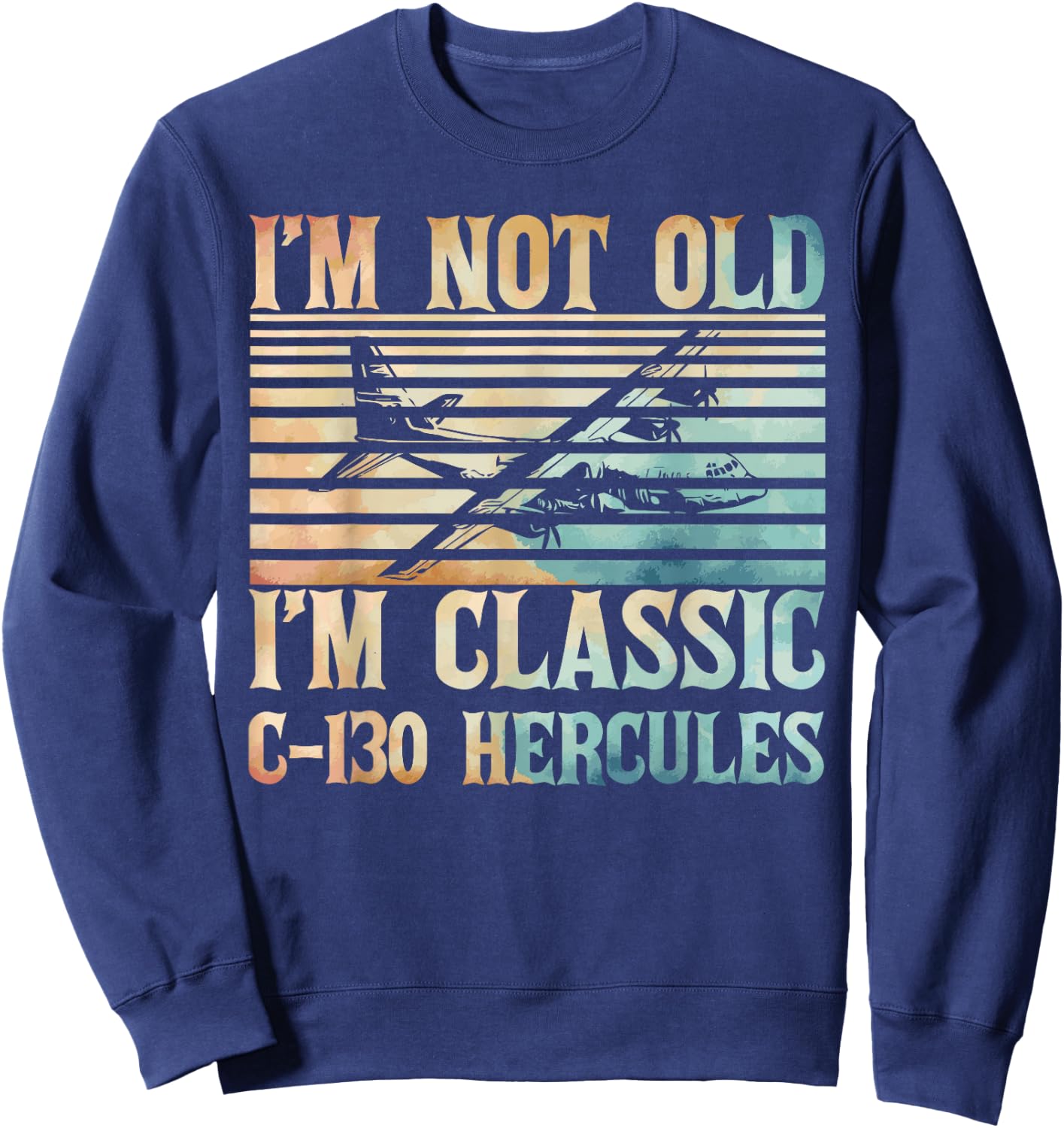 C-130 Hercules American USA Military Airplane Sweatshirt - Sweatshirt | Navy