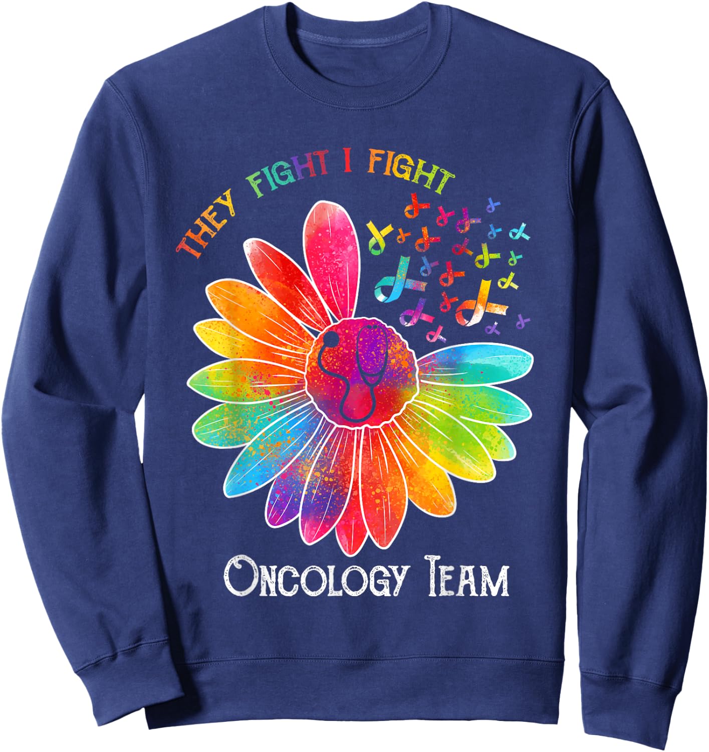 Oncology Team Nurse OCN Nursing Oncologist Sunflower Sweatshirt - Sweatshirt | Navy