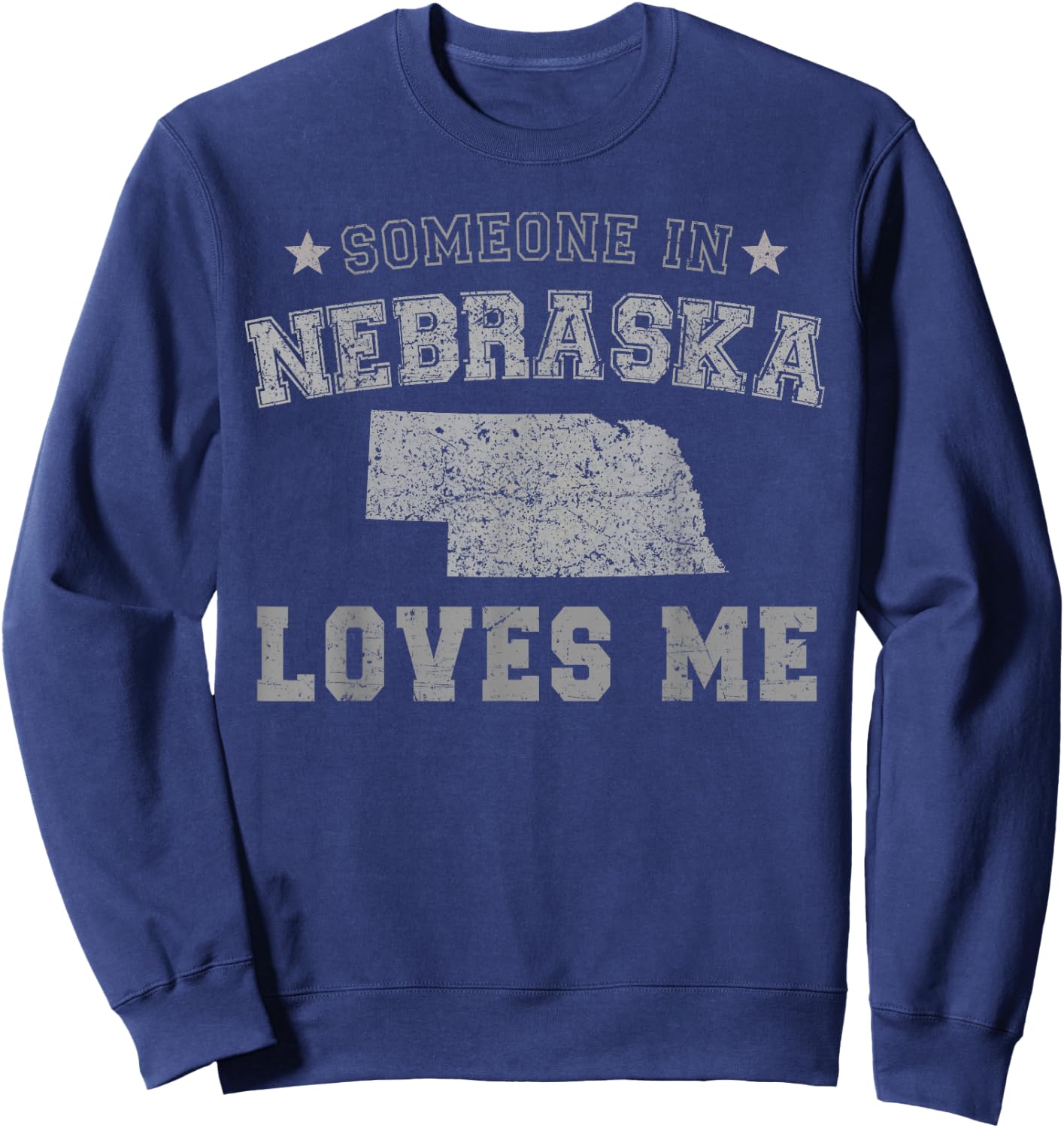 Someone In Nebraska Loves Me Heart Vintage State Sweatshirt - Sweatshirt | Navy