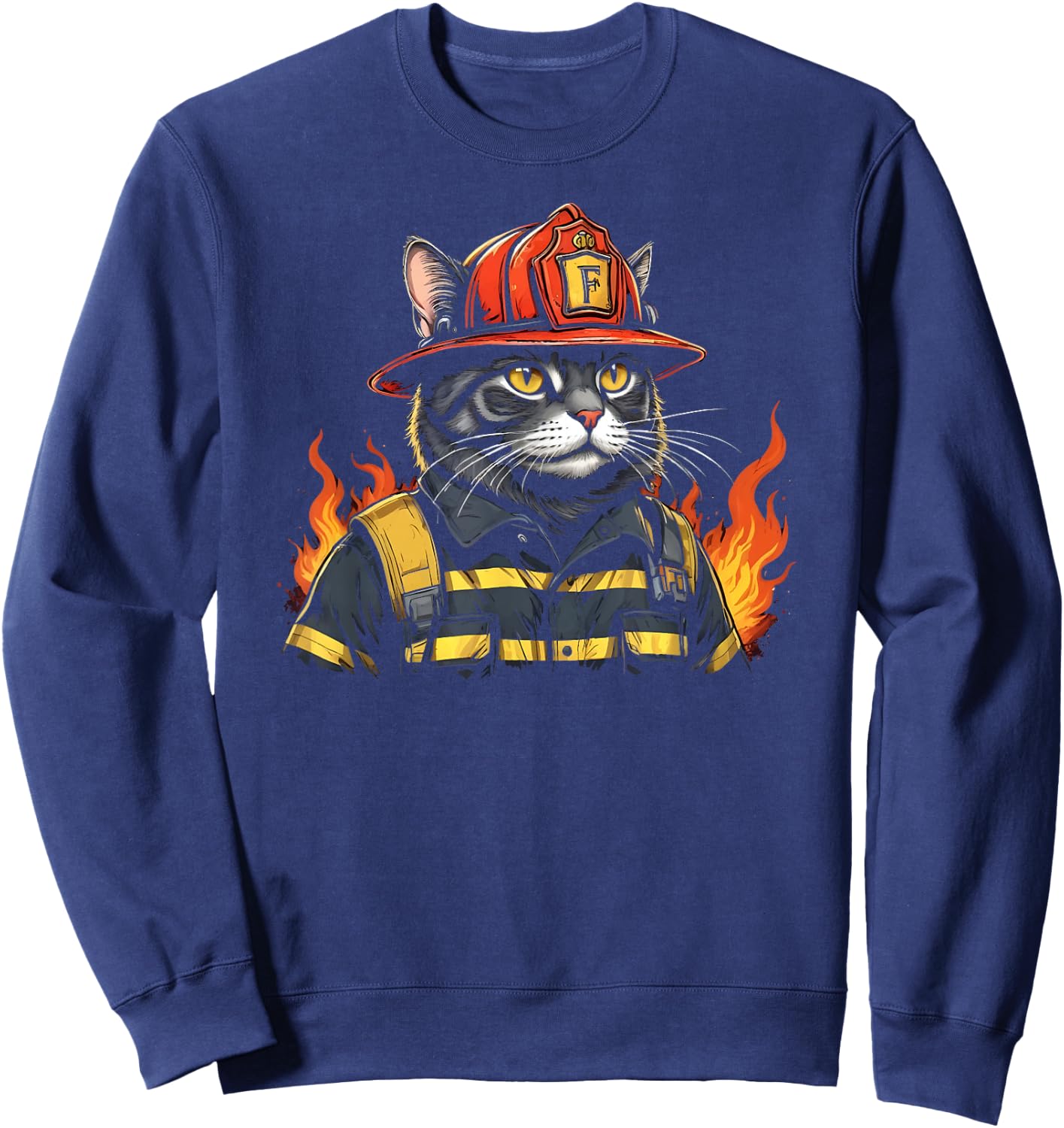 Firefighter Cat Lover Fireman Firefighting Expert Sweatshirt - Sweatshirt | Navy
