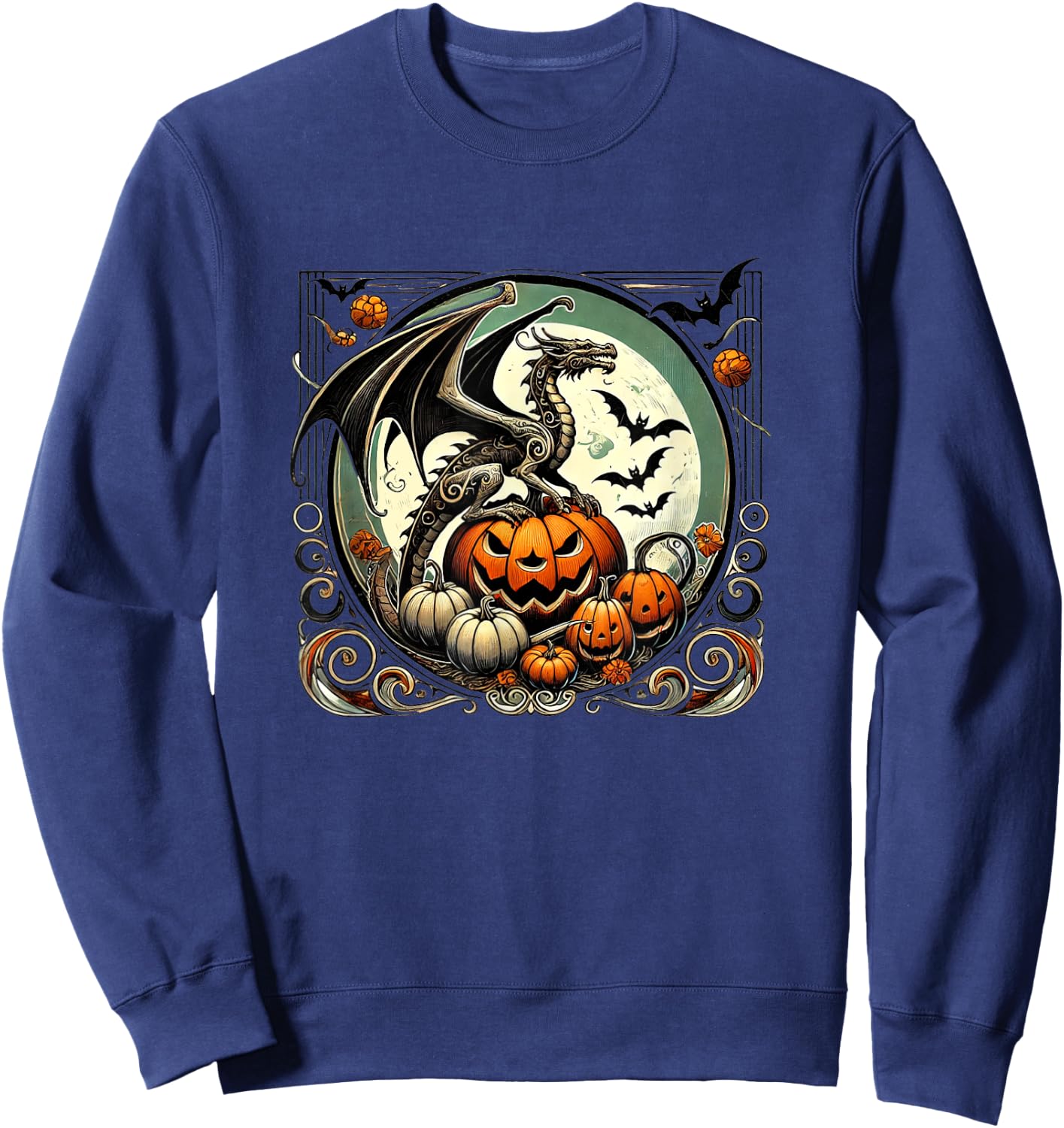 Halloween Dragon Illustration Autumn fall dragons Sweatshirt - Sweatshirt | Navy
