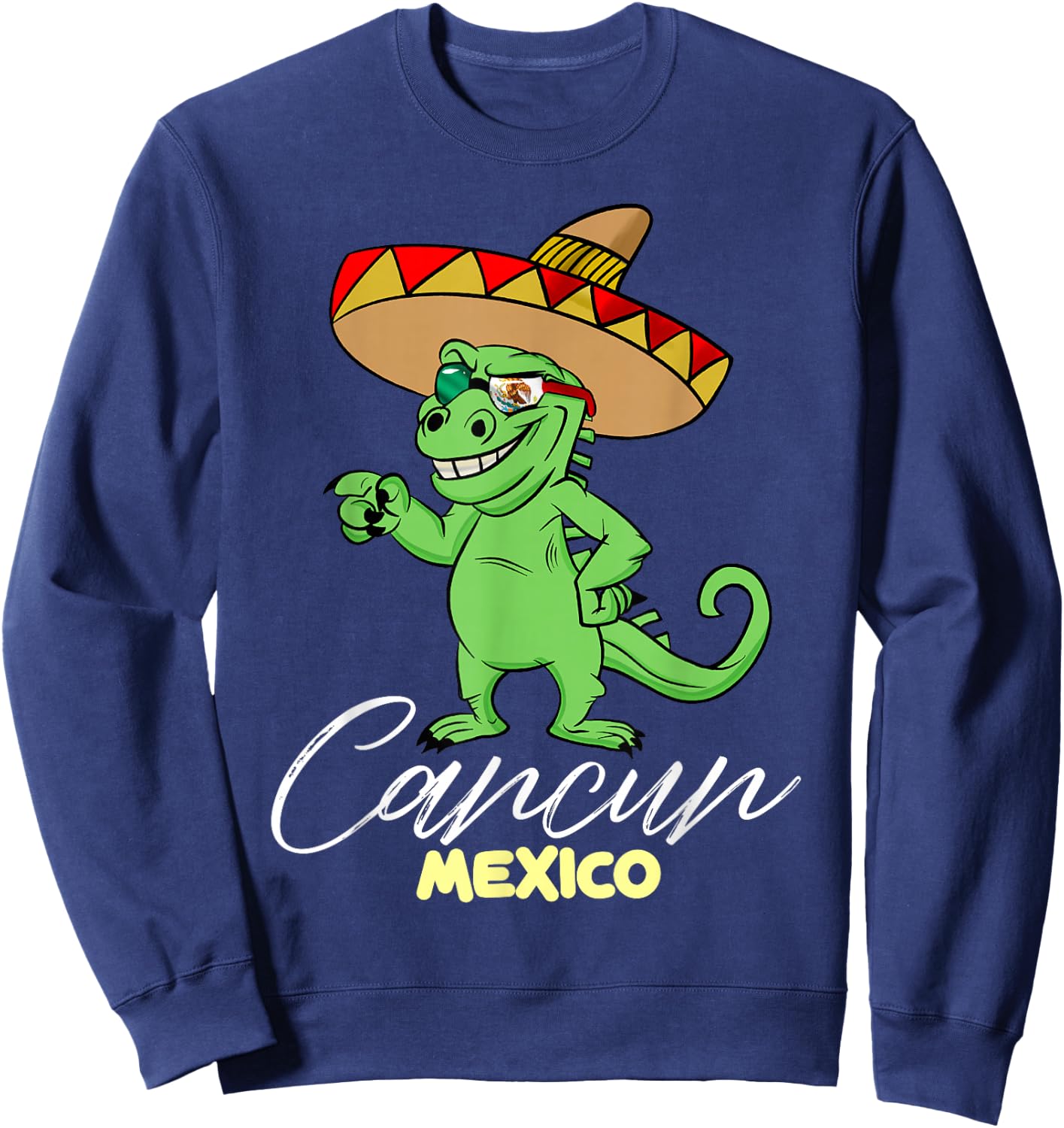 Cancun Mexico Mexican T Rex Dino Funny Cancun Sweatshirt - Sweatshirt | Navy