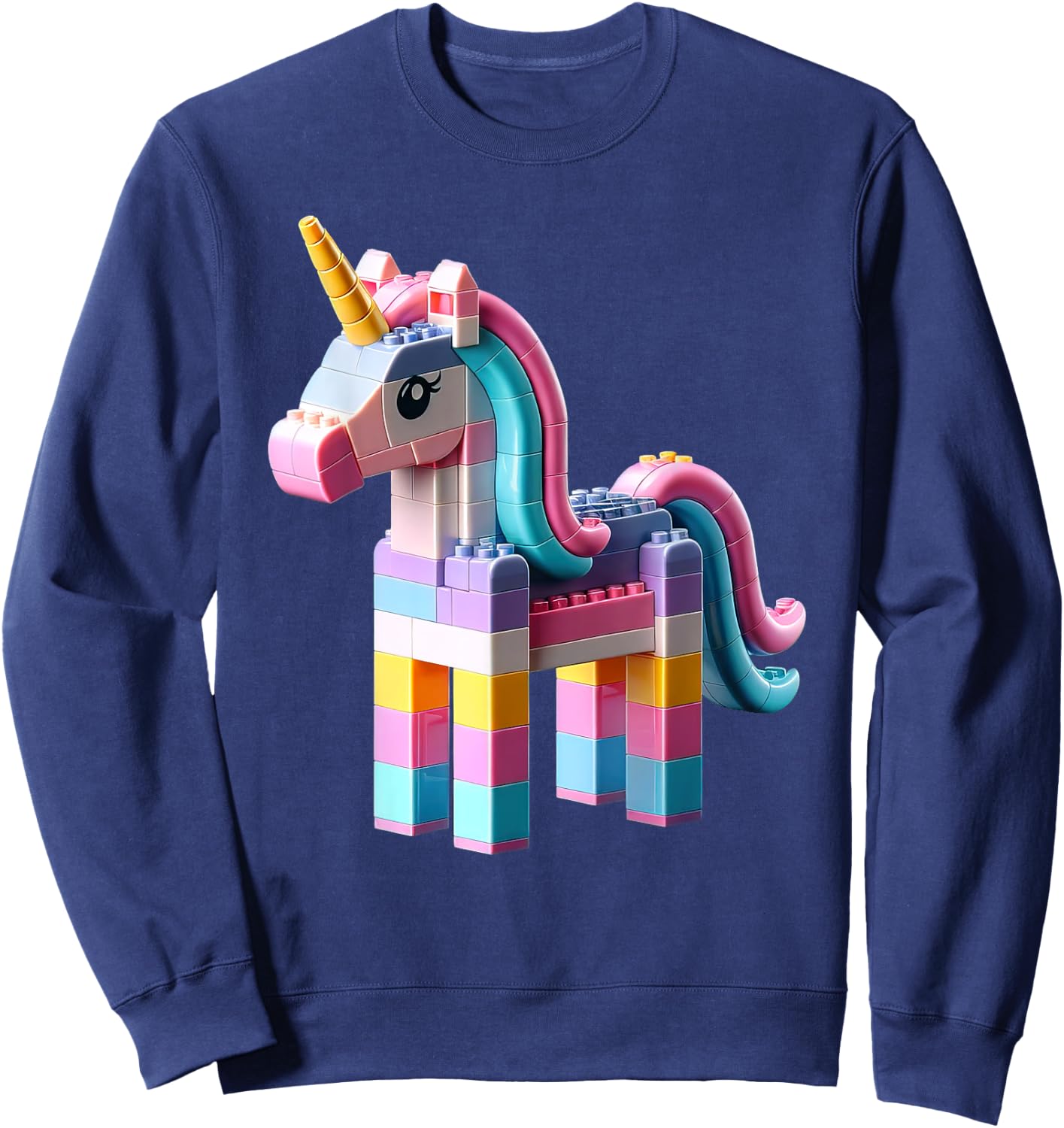 Master Builder Bricks Blocks Play Toys Unicorn Sweatshirt - Sweatshirt | Navy