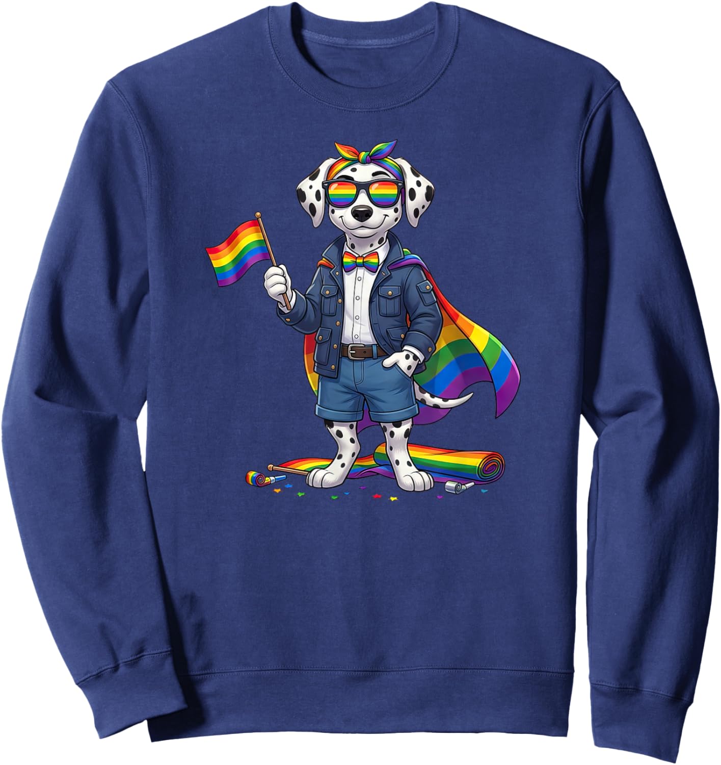 Funny Dalmatian LGBT Rainbow Lesbian Gay Pride Women Men Sweatshirt - Sweatshirt | Navy