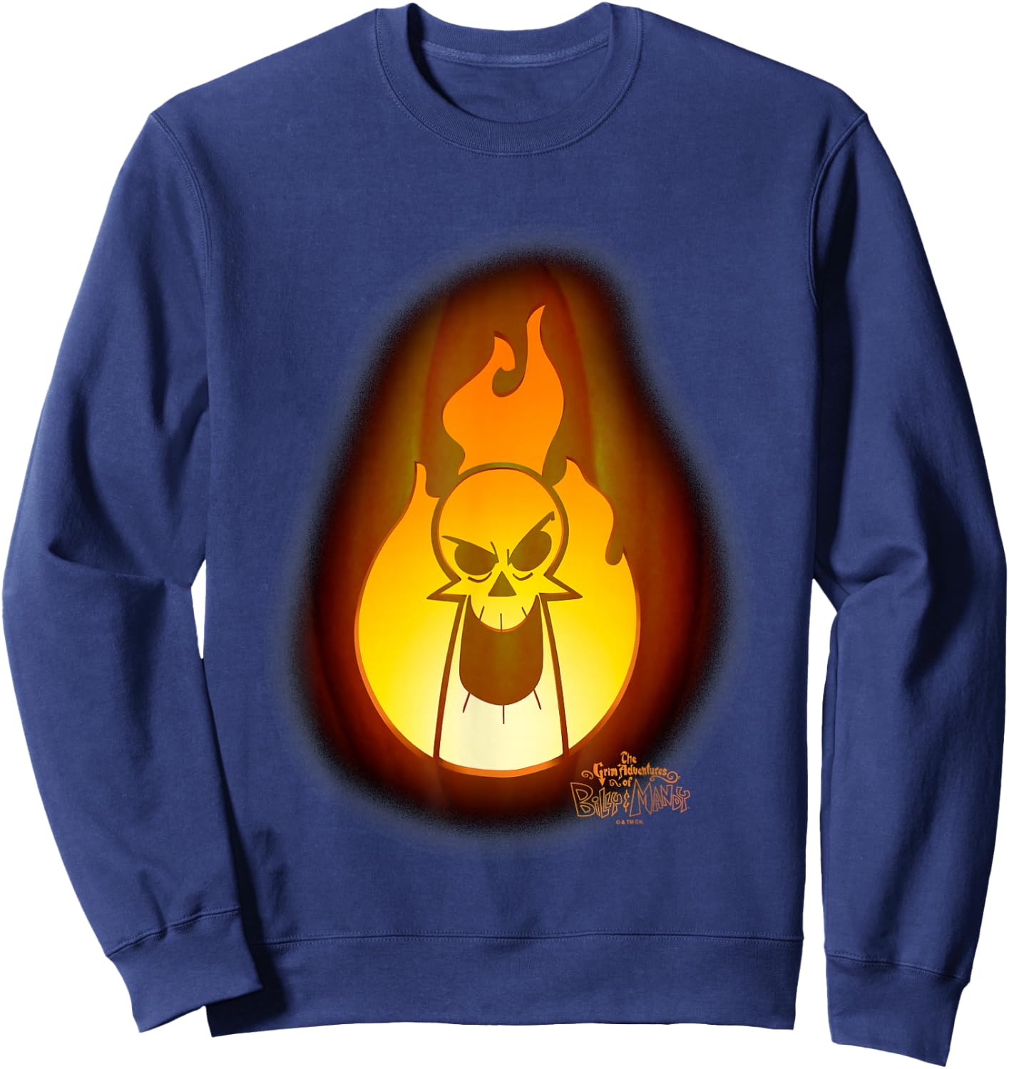 The Grim Adventures of Billy and Mandy Grim On Fire Big Logo Sweatshirt - Sweatshirt | Navy