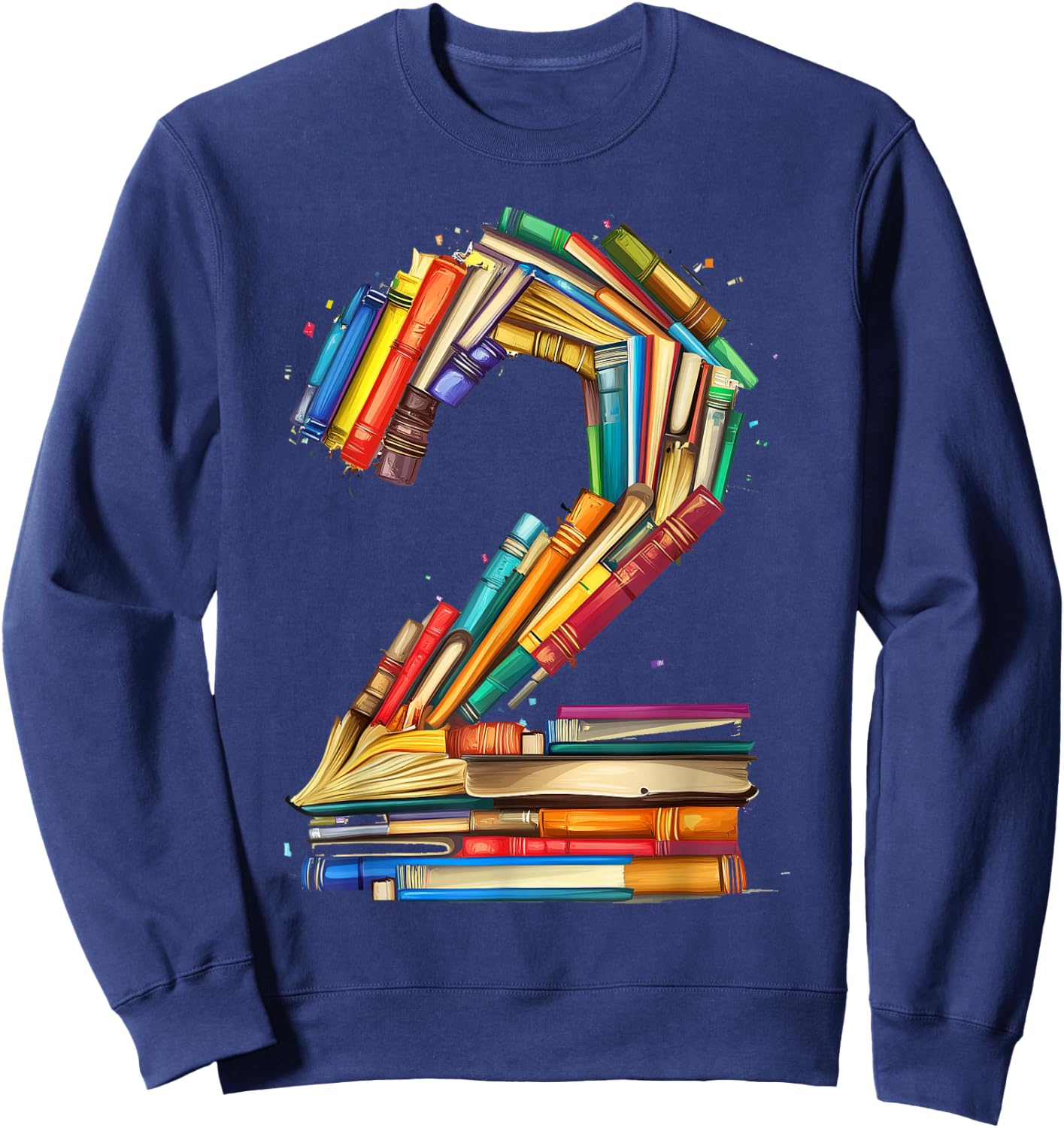 Toddler 2nd Birthday Books Themed 2 Year Old Boys Kids Girls Sweatshirt - Sweatshirt | Navy