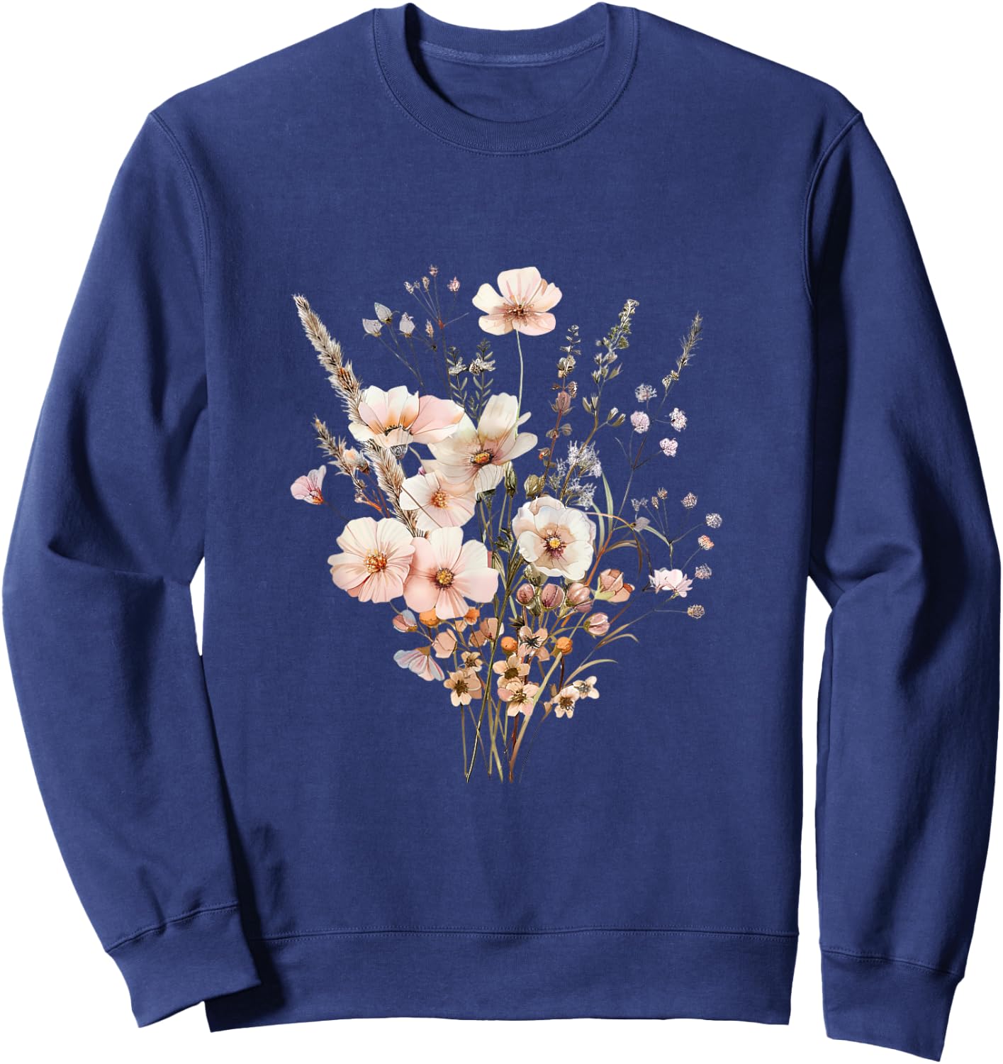 Summer Flower Botanical Nature Lover Floral Art Wildflower Women Kids Sweatshirt - Sweatshirt | Navy