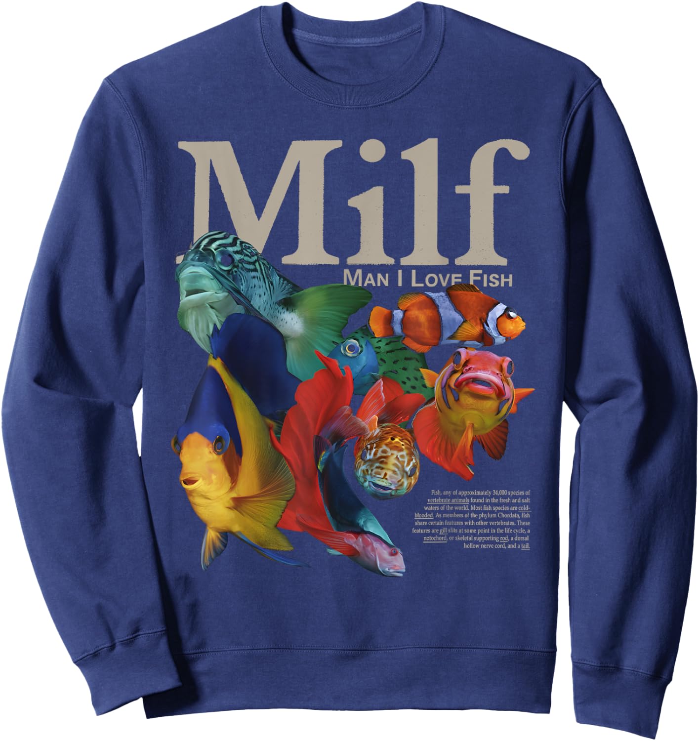 MILF Man I Love Fish Funny Sweatshirt - Sweatshirt | Navy