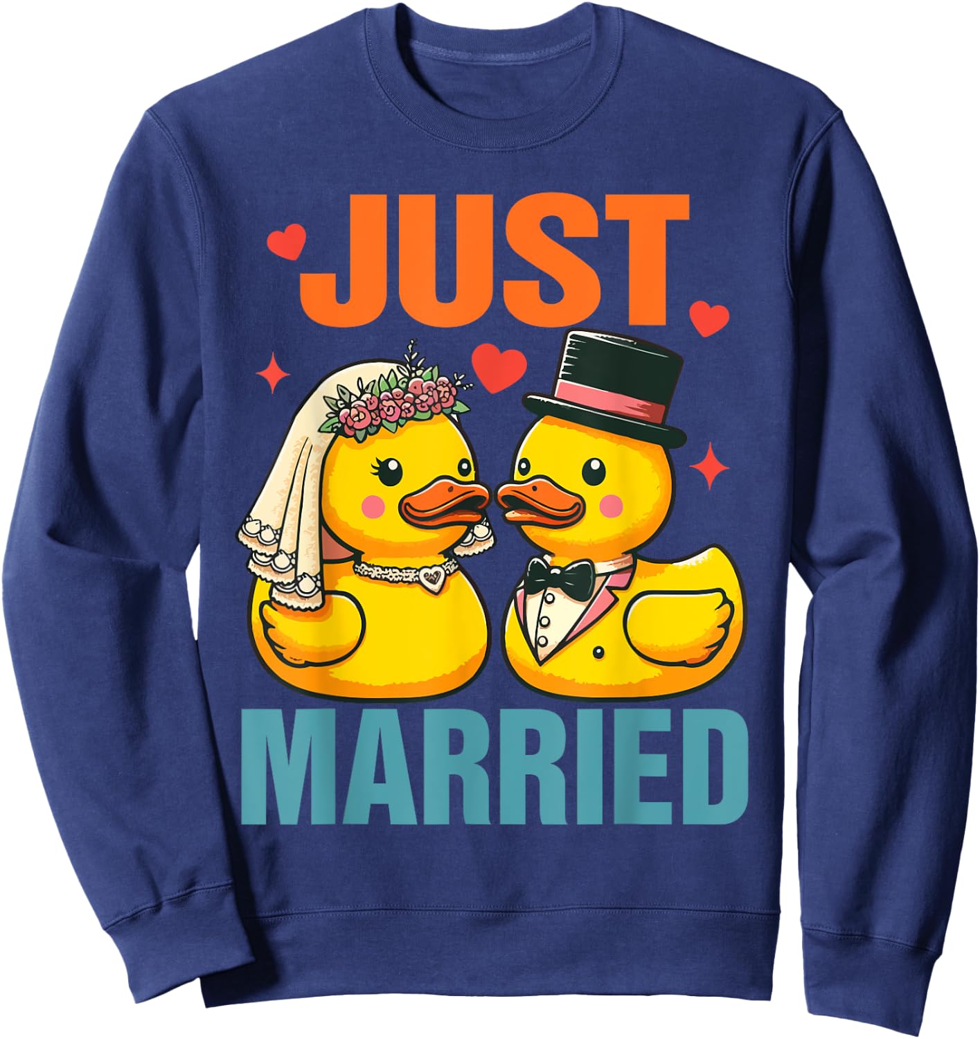 Bride & Groom Newlywed Wedding Rubber Ducks Just Married Sweatshirt - Sweatshirt | Navy
