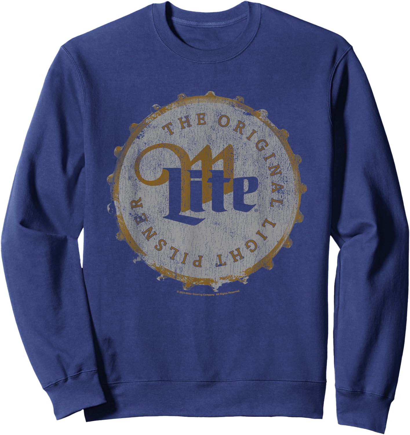 Miller Lite The Original Light Pilsner Bottle Cap Vintage Sweatshirt - Sweatshirt | Navy