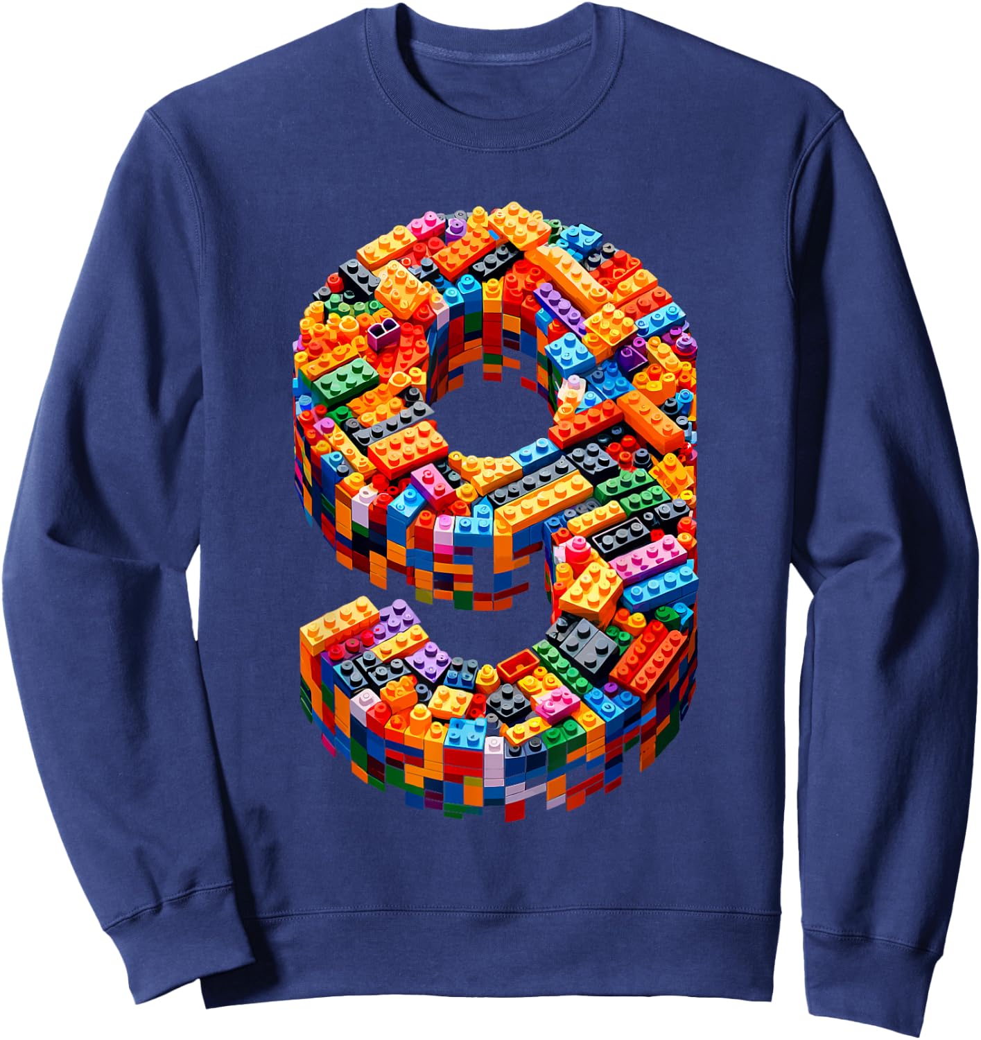 9 Year Old Blocks Building Master Builder 9th Birthday Boy Sweatshirt - Sweatshirt | Navy