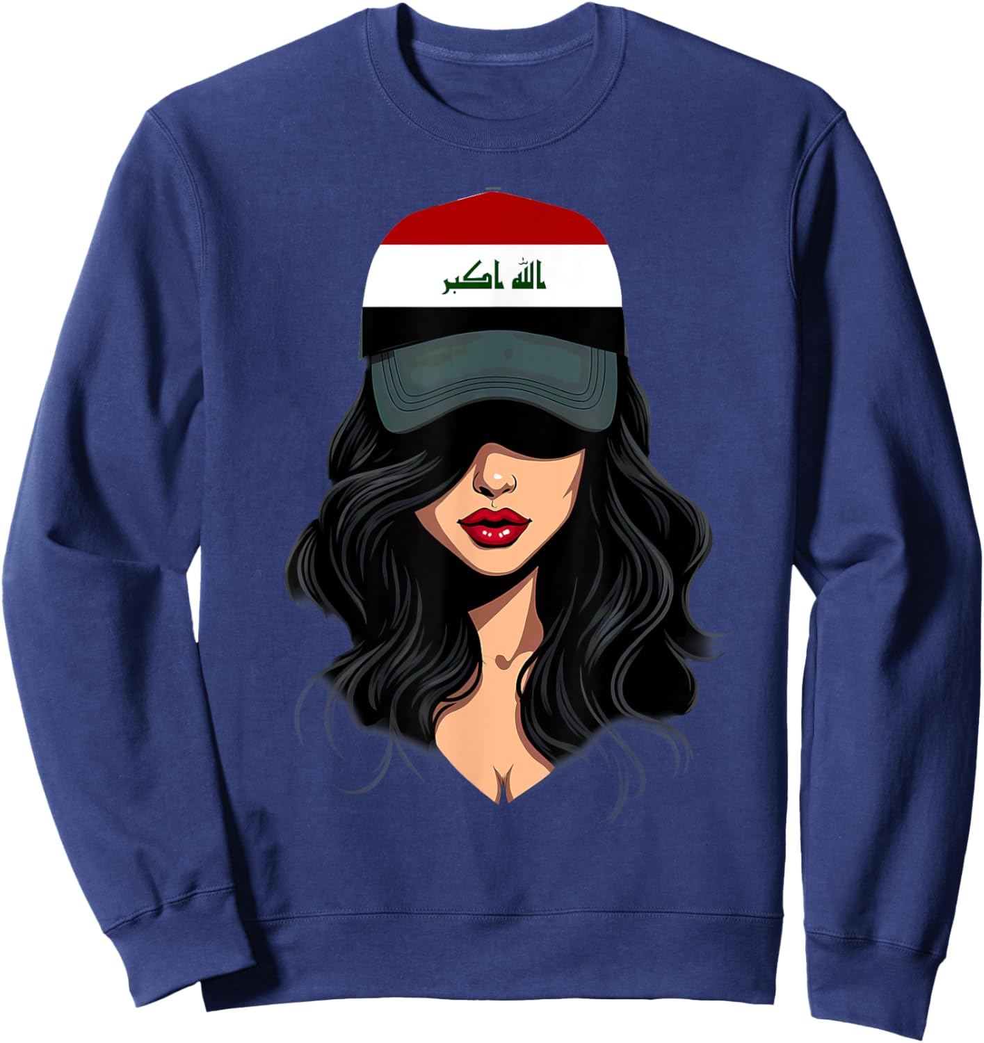 Patriotic Iraqi Girl Iraq Flag Sweatshirt - Sweatshirt | Navy