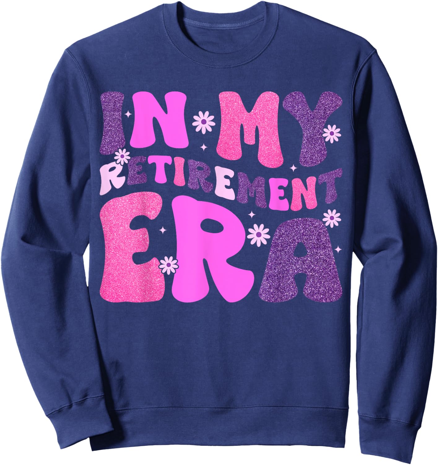 In My Retirement Era Retro Groovy Teacher Retired 2024 Women Sweatshirt - Sweatshirt | Navy