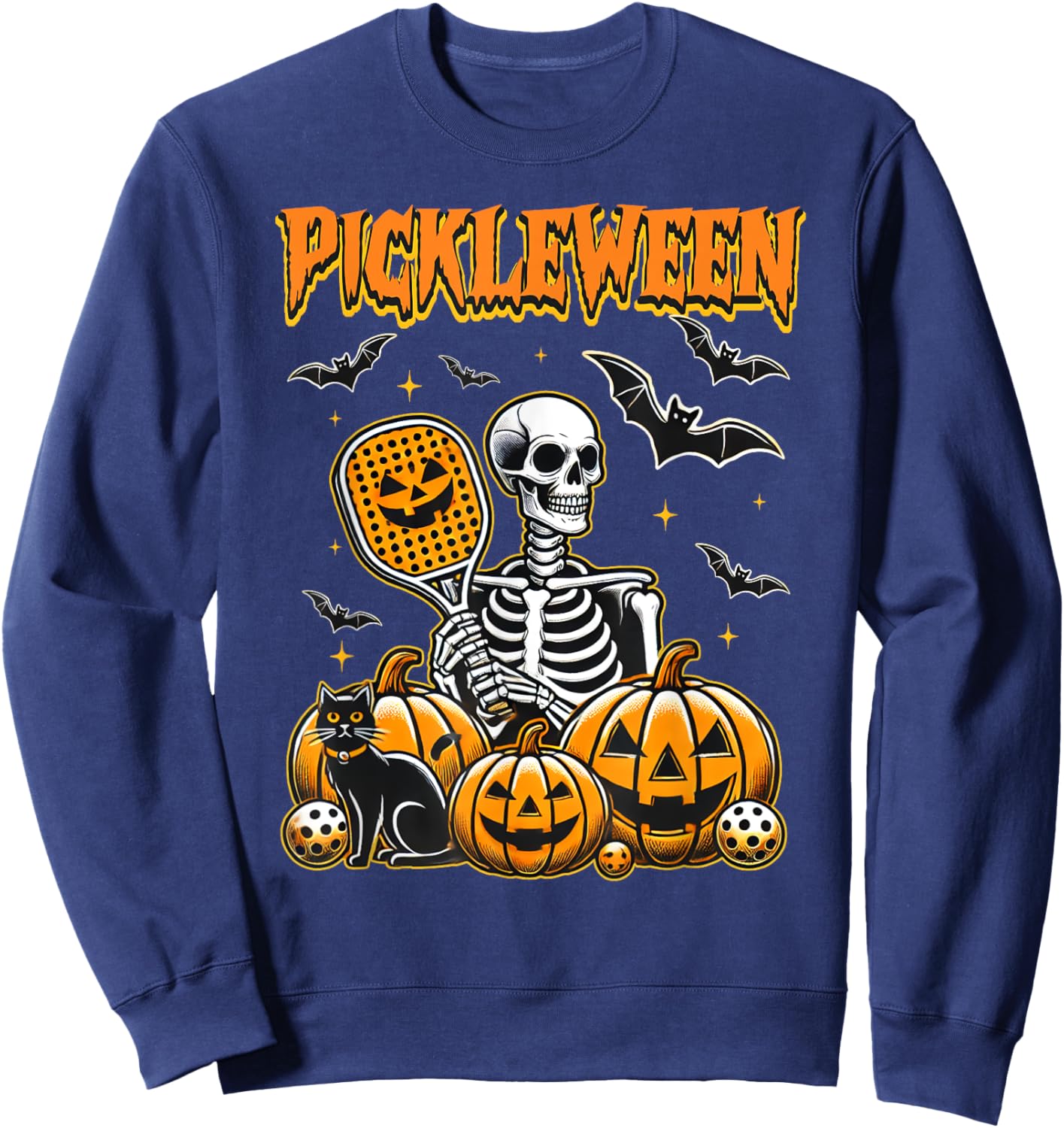 Pickleween Halloween Scary Sekeleton Pickleball Players Sweatshirt - Sweatshirt | Navy
