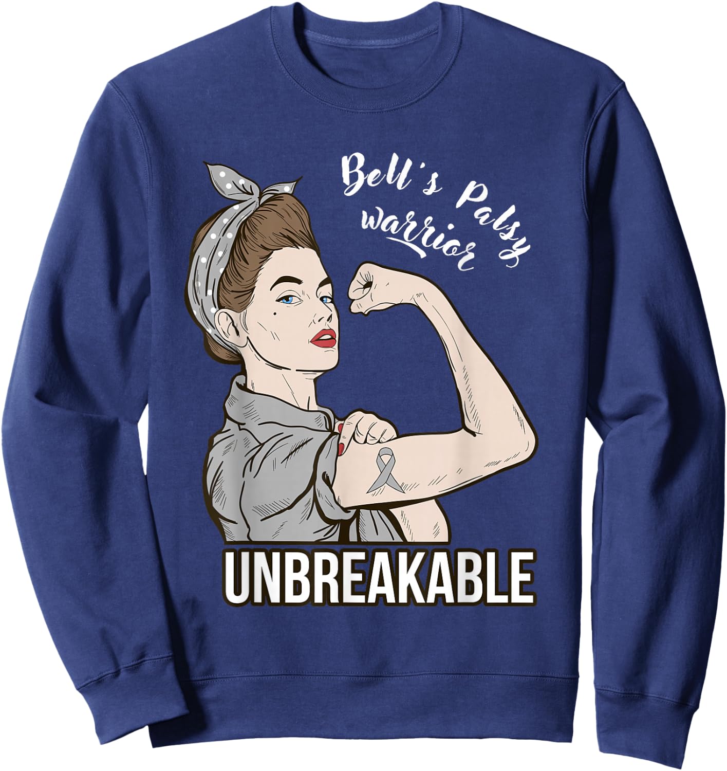 Bell's Palsy Awareness Warrior Unbreakable Support Sweatshirt - Sweatshirt | Navy