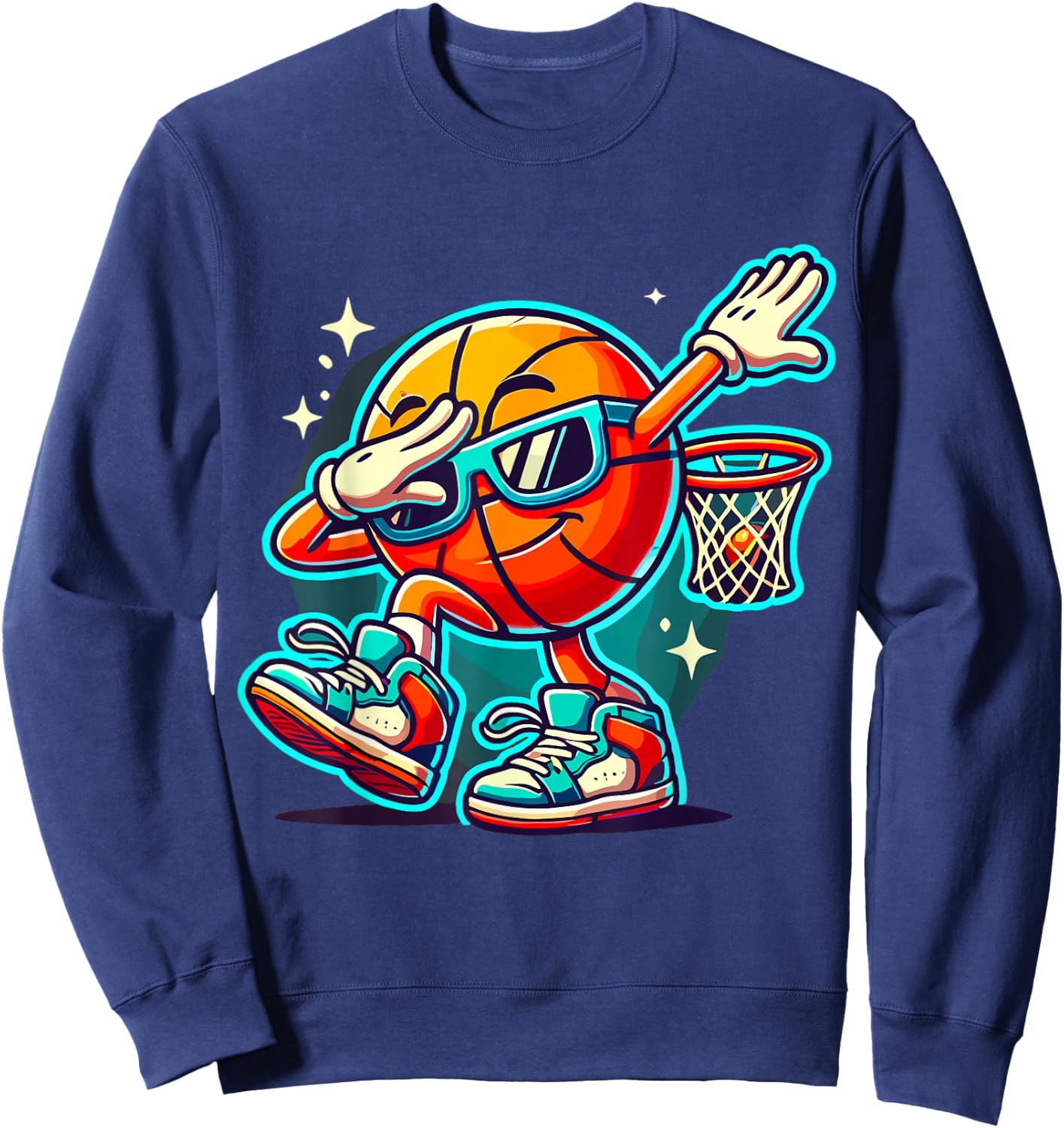 Dabbing Basketball with Sunglasses Sweatshirt - Sweatshirt | Navy