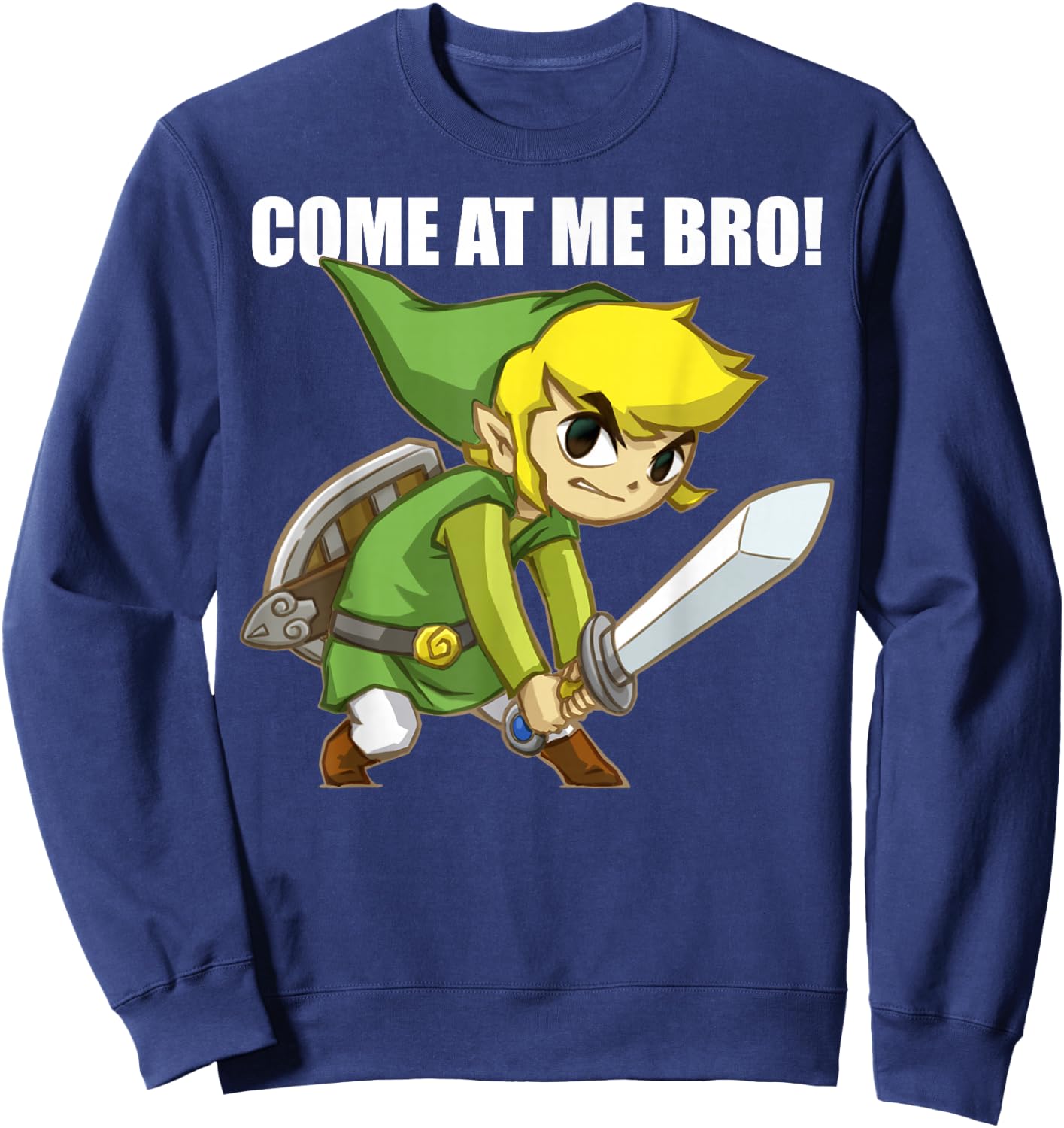 Legend Of Zelda Come At Me Bro! Link Action Pose Sweatshirt - Sweatshirt | Navy