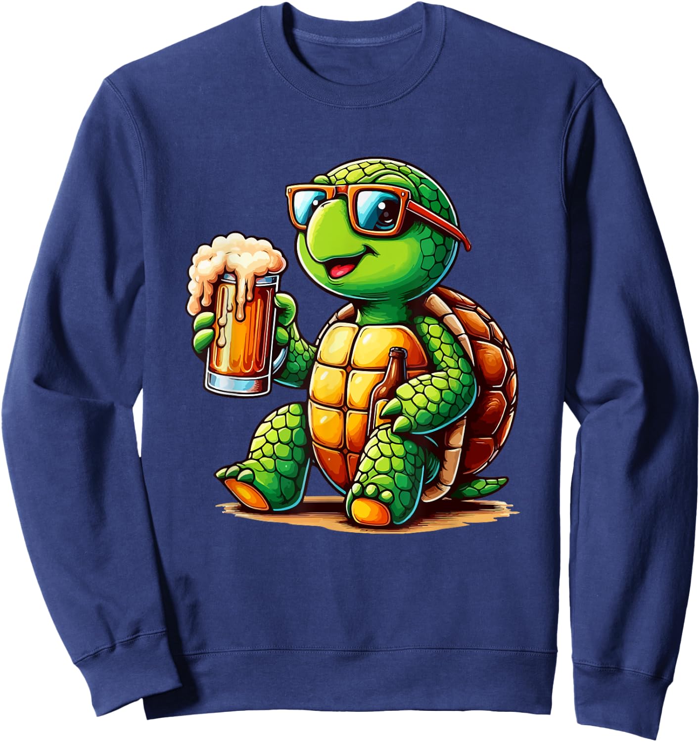 Turtle Drinking Beer Oktoberfest Holiday German Funny Party Sweatshirt - Sweatshirt | Navy