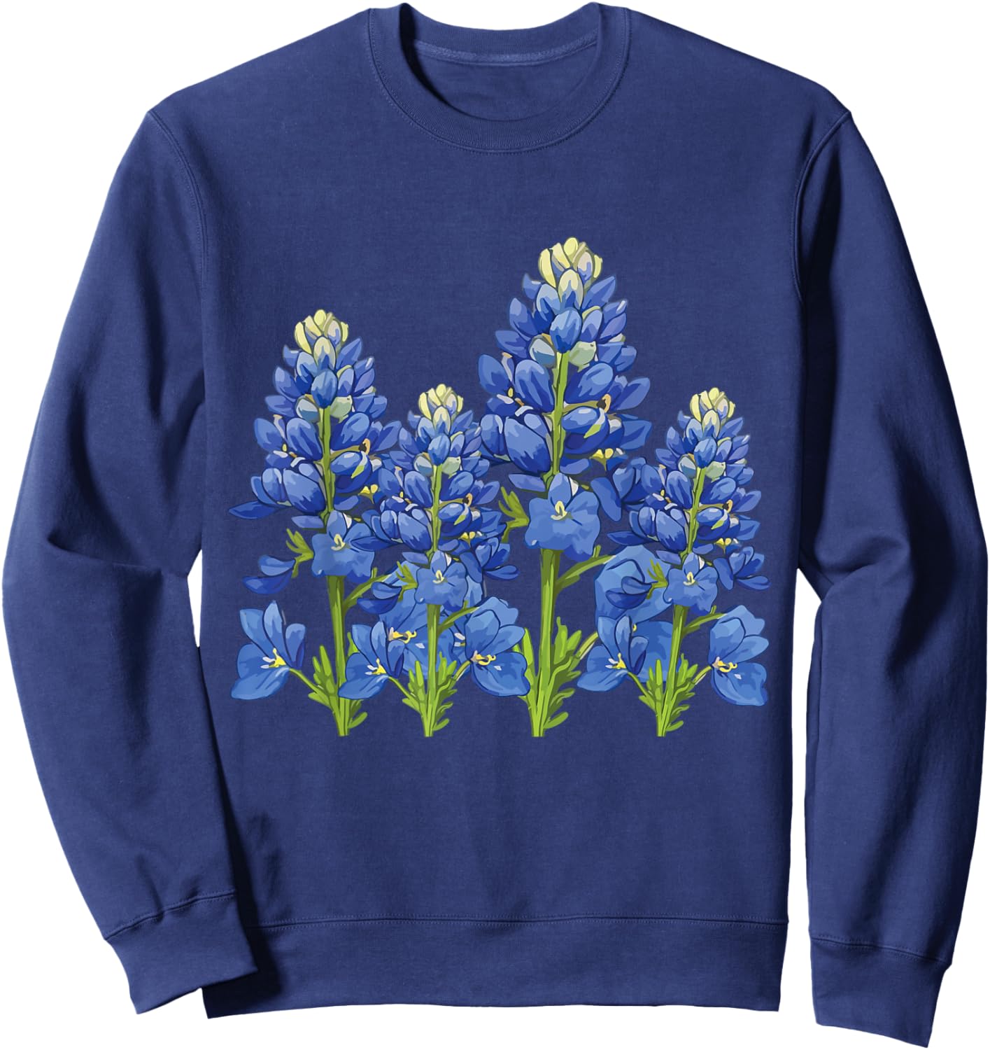 Bluebonnet Texas Spring Flower Fields Texas Wildflower Bloom Sweatshirt - Sweatshirt | Navy