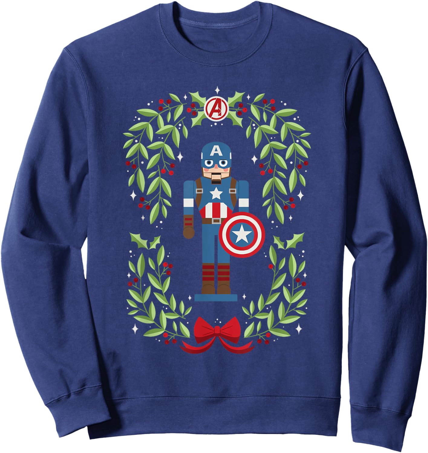 Marvel Holiday Christmas Avengers Captain America Nutcracker Sweatshirt - Sweatshirt | Navy