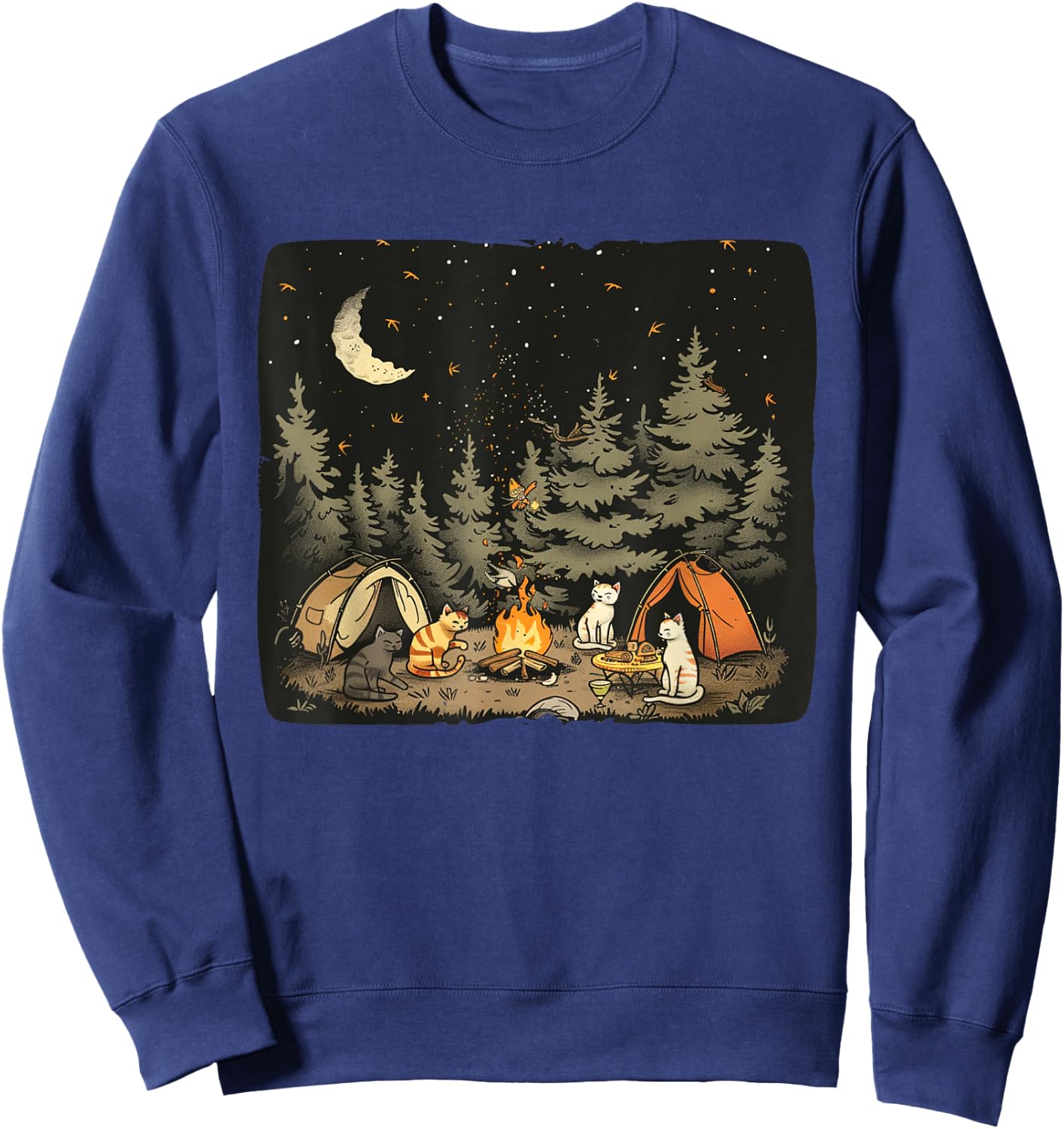 Camping Cat Costume for funny Adventures in Nature Women Kids Sweatshirt - Sweatshirt | Navy