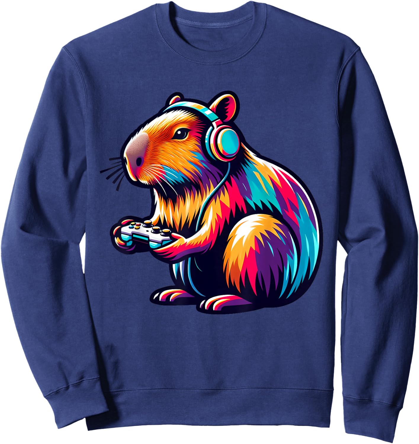 Capybara Rodent & Video Games Controller Boys Girls Kids Sweatshirt - Sweatshirt | Navy