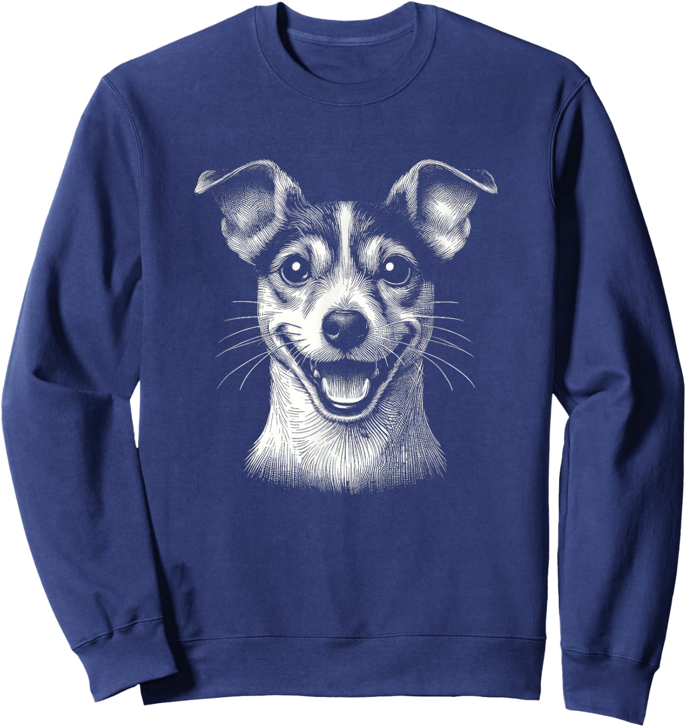 Rat Terrier Dog Face Art Design And Men Sweatshirt - Sweatshirt | Navy