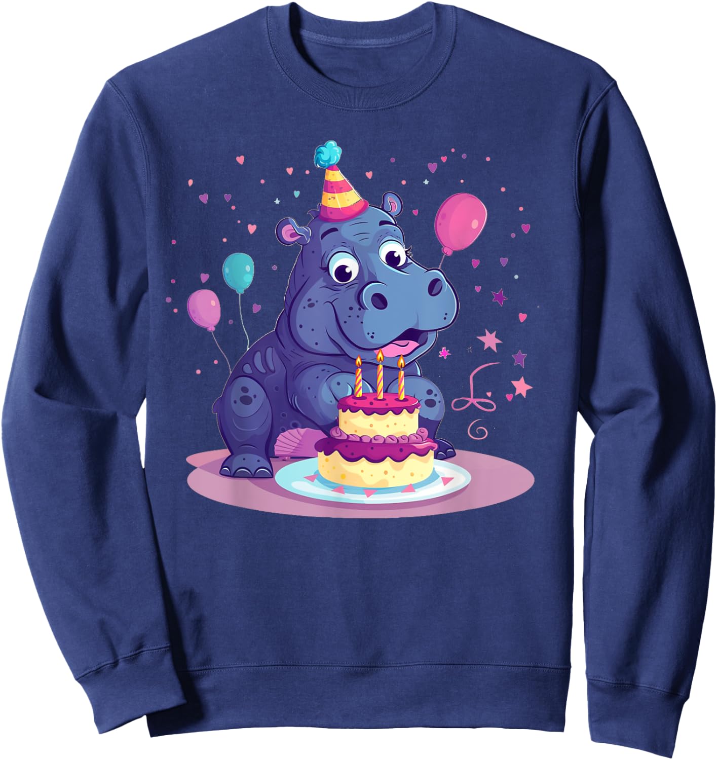 Happy Birthday Hippo Costume Sweatshirt - Sweatshirt | Navy