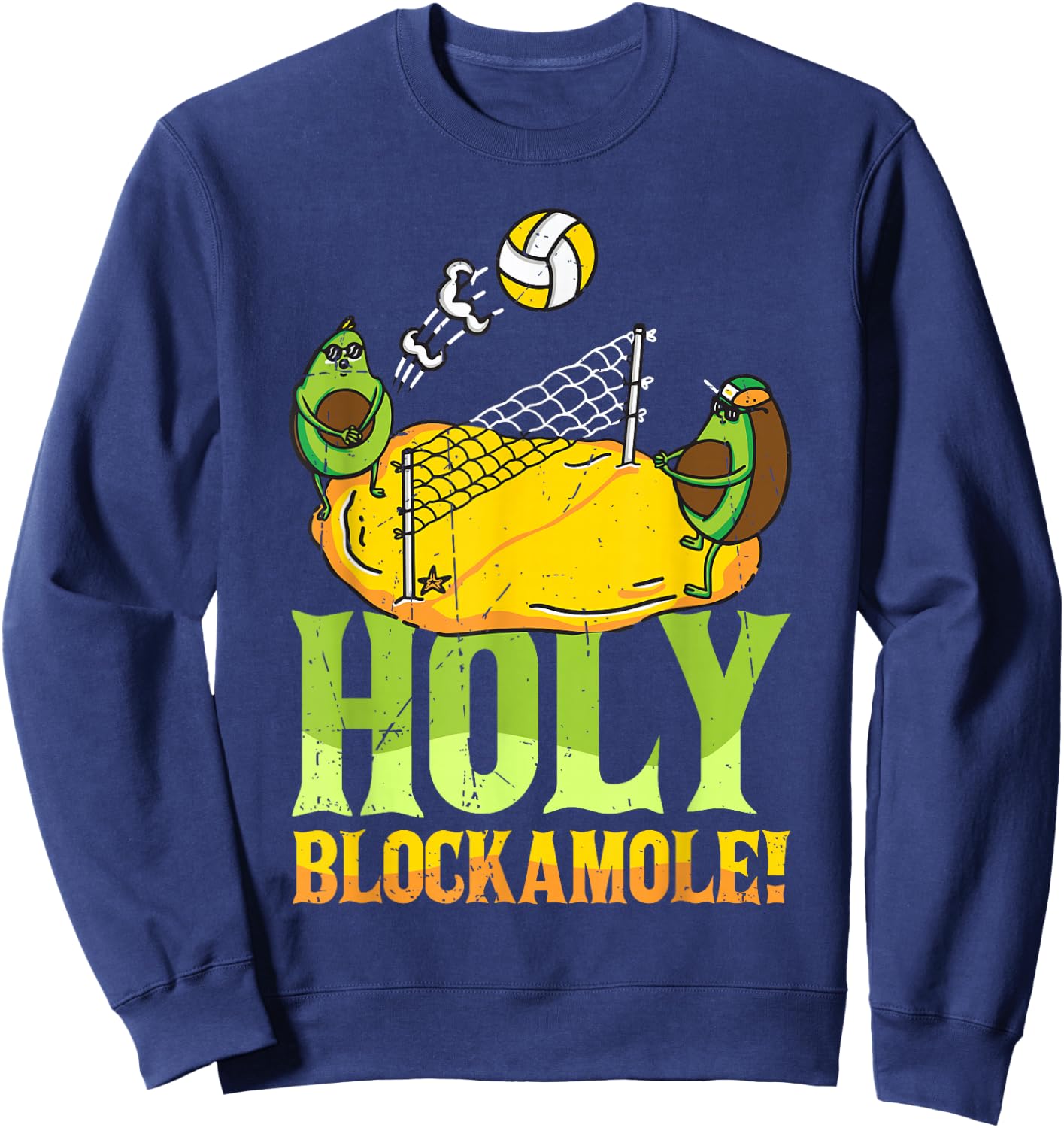 Holy Blockamole Volleyball Match Block Avocado Women Sweatshirt - Sweatshirt | Navy