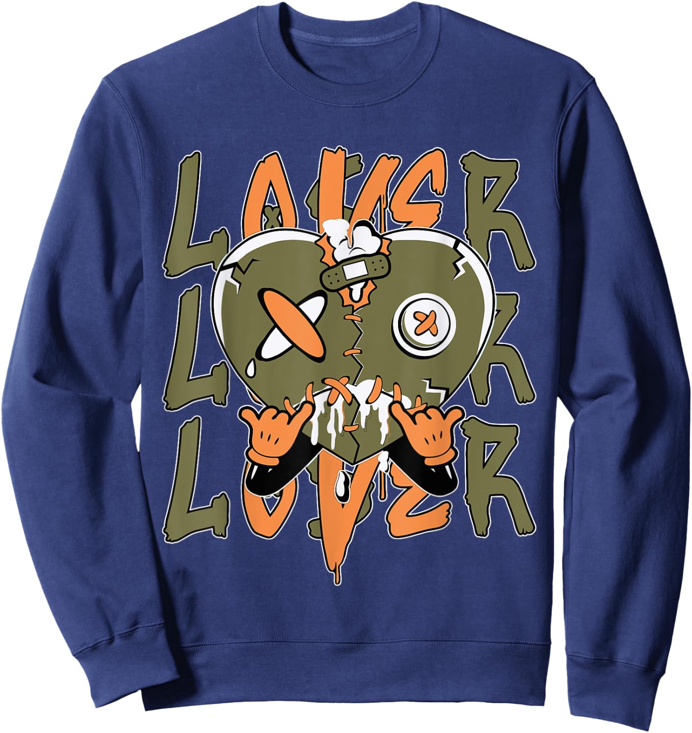 Loser Lover Drip Heart Olive Green 5s Matching Women Sweatshirt - Sweatshirt | Navy