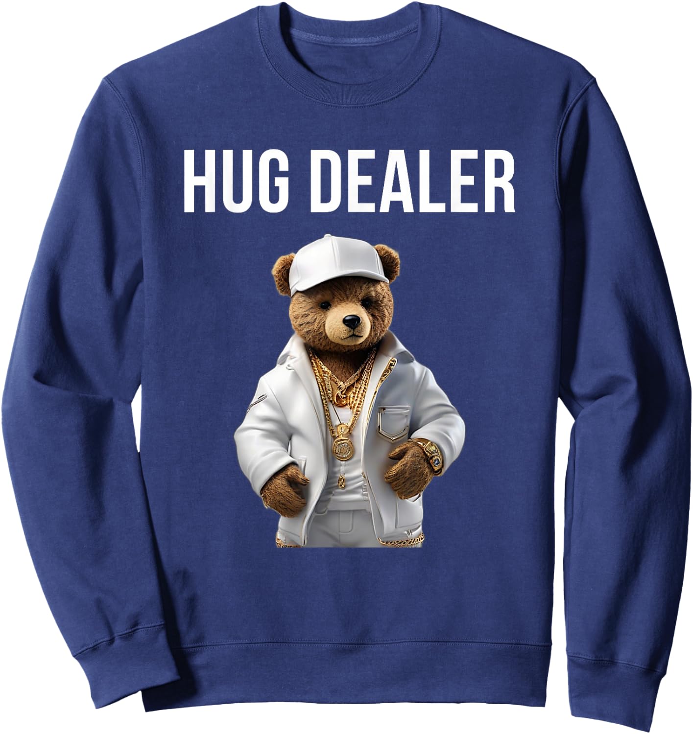 Cool Gangster Teddy Bear as Hug Dealer for Smile & Fun Sweatshirt - Sweatshirt | Navy