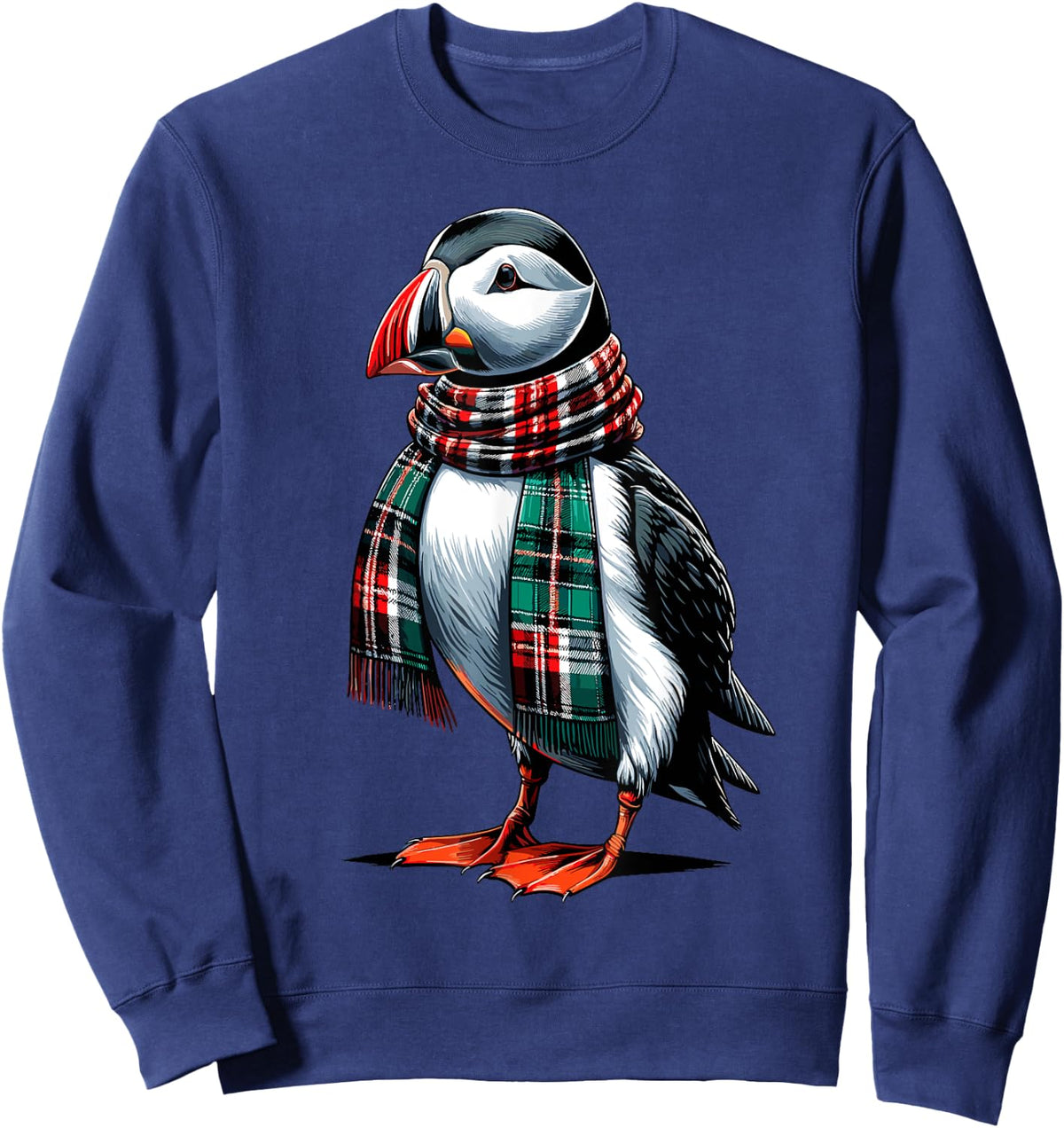 Puffin | Puffin Bird With Scarf & Cute Puffin , Small, Black Sweatshirt - Sweatshirt | Navy