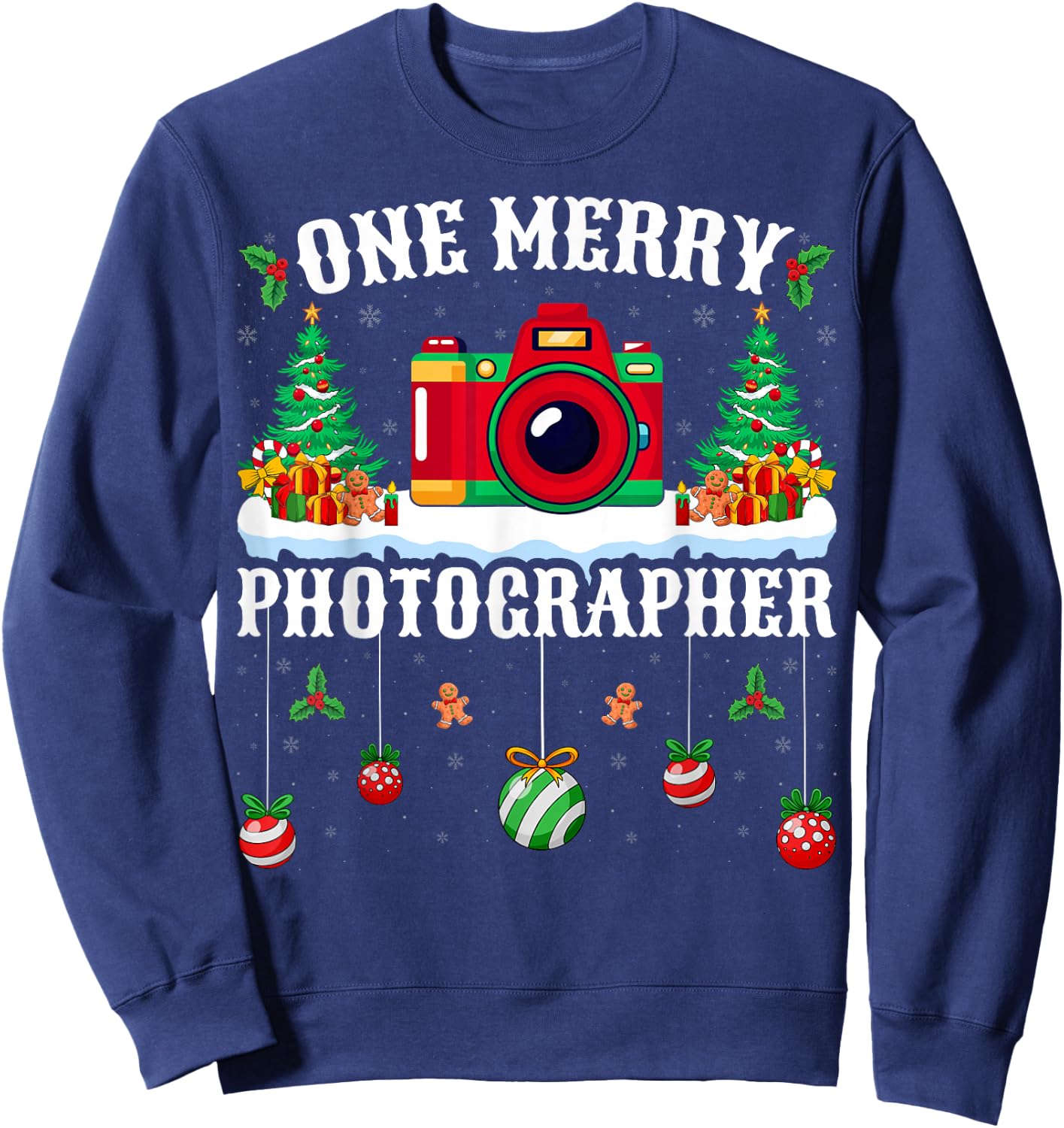One Merry Photographer Xmas Holiday Photography Christmas Sweatshirt - Sweatshirt | Navy