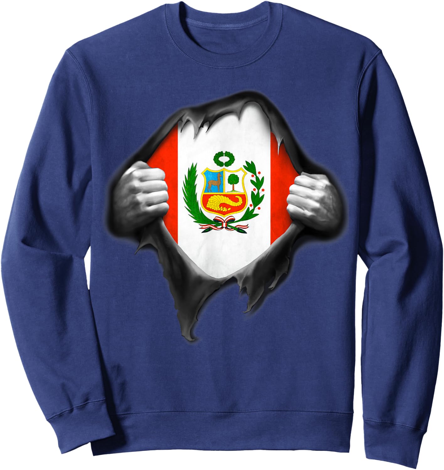 Peru Flag T Shirt. Proud Peruvian Sweatshirt - Sweatshirt | Navy