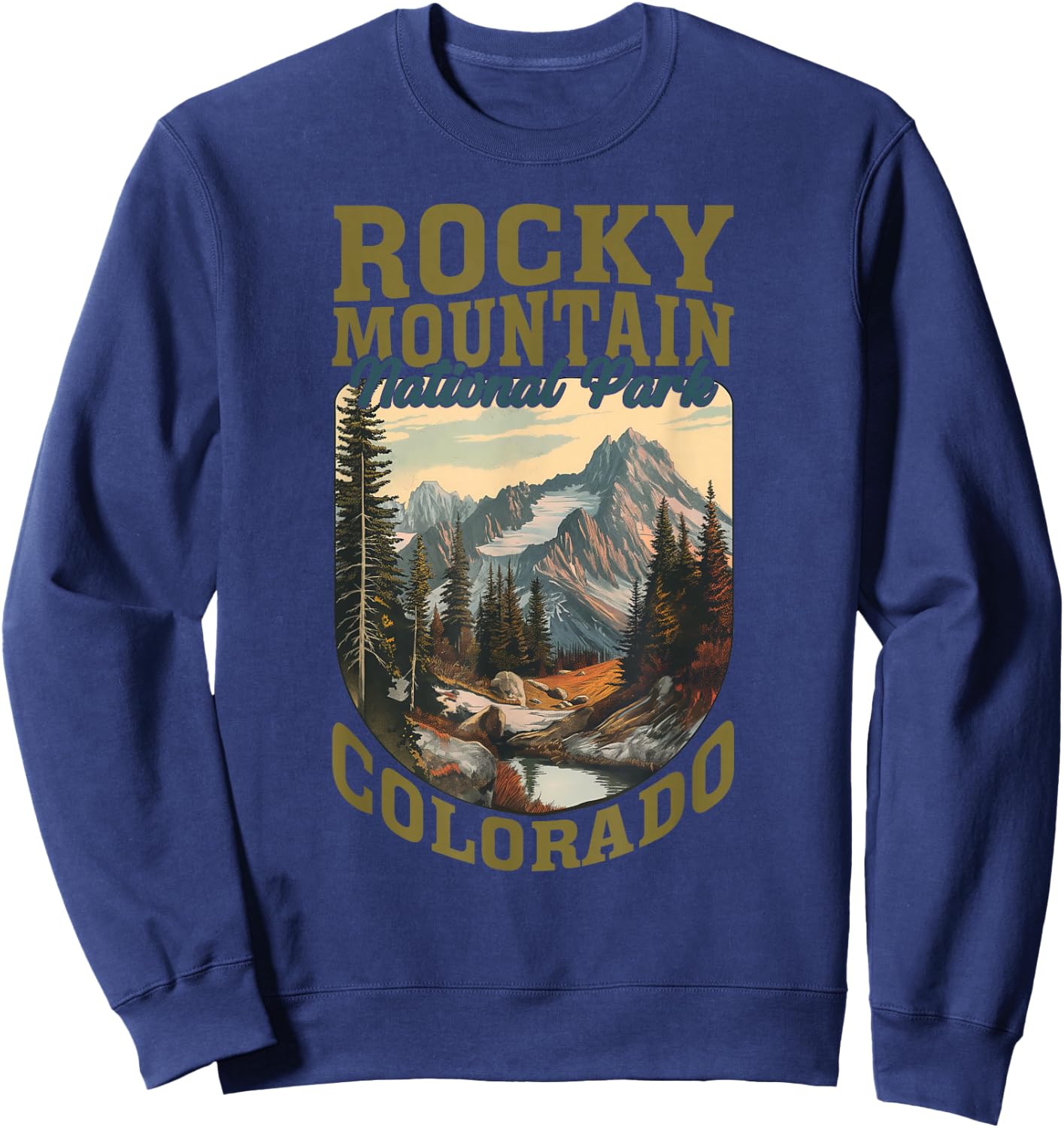 U.S. National Parks Vintage Travel Souvenir -Adults, -Kids Black Small Retro National Park Sweatshirt - Sweatshirt | Navy