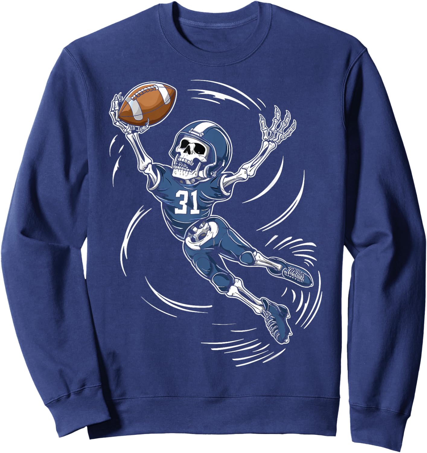 American Football Skeleton Halloween Men Boys Football Fan Sweatshirt - Sweatshirt | Navy